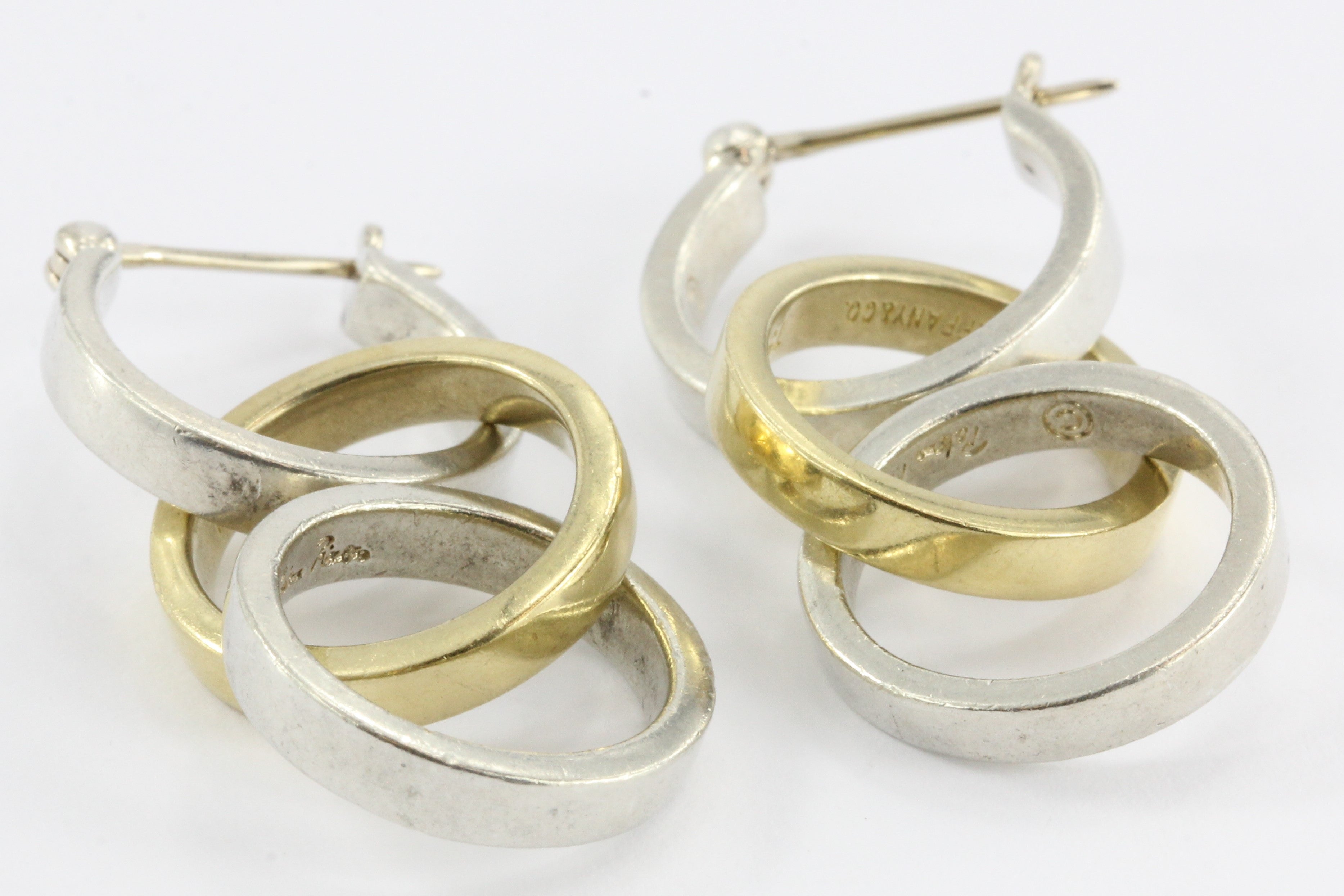 Tiffany & Co Paloma Picasso Sterling Silver 18K Gold Triple Hoop Earrings - Queen May