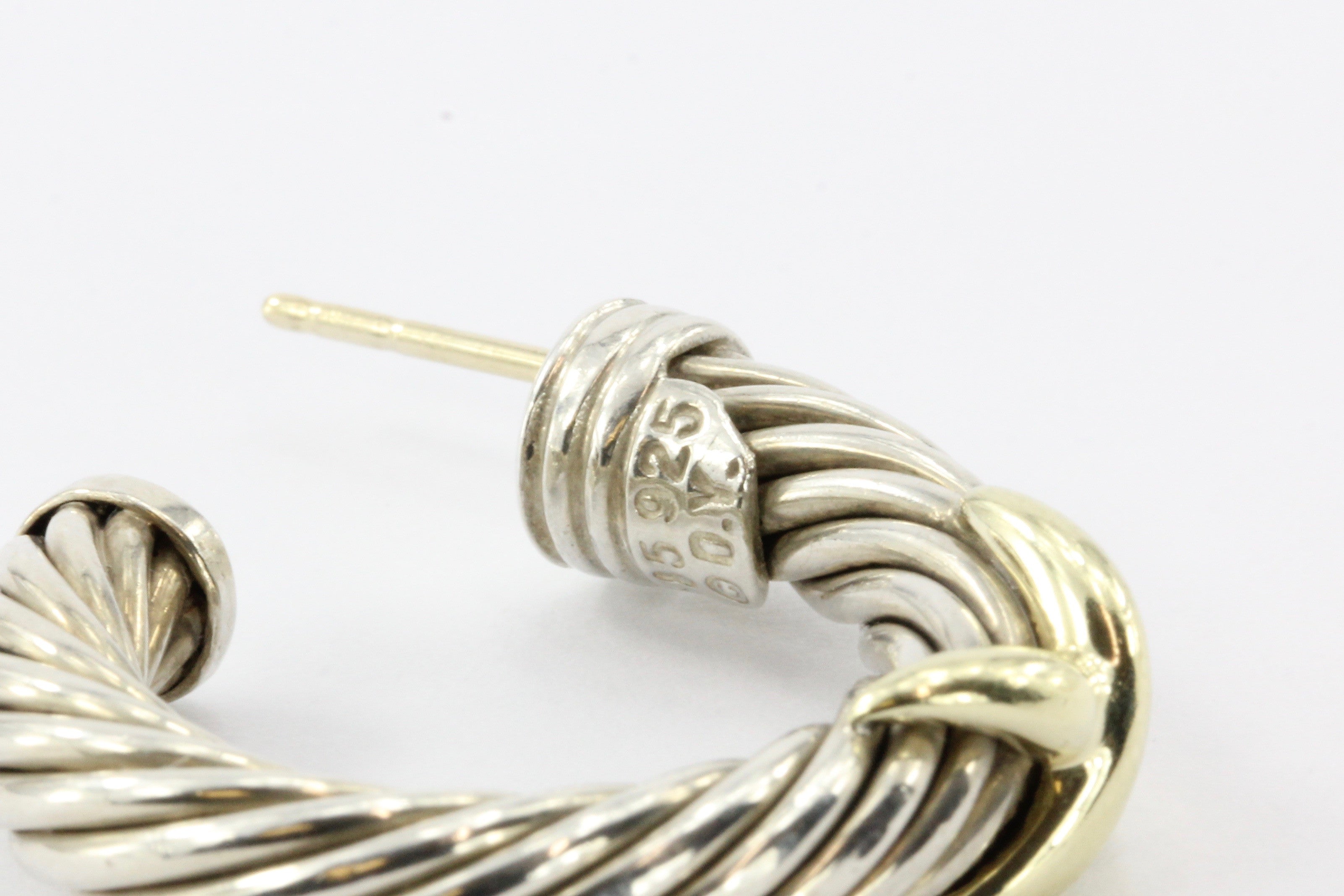 David Yurman X Hoop Sterling Silver & 14K Gold Cable Earrings - Queen May