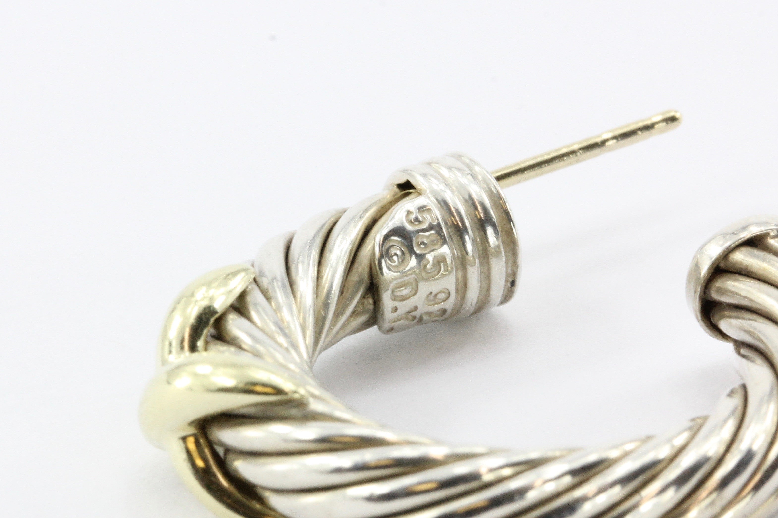 David Yurman X Hoop Sterling Silver & 14K Gold Cable Earrings - Queen May