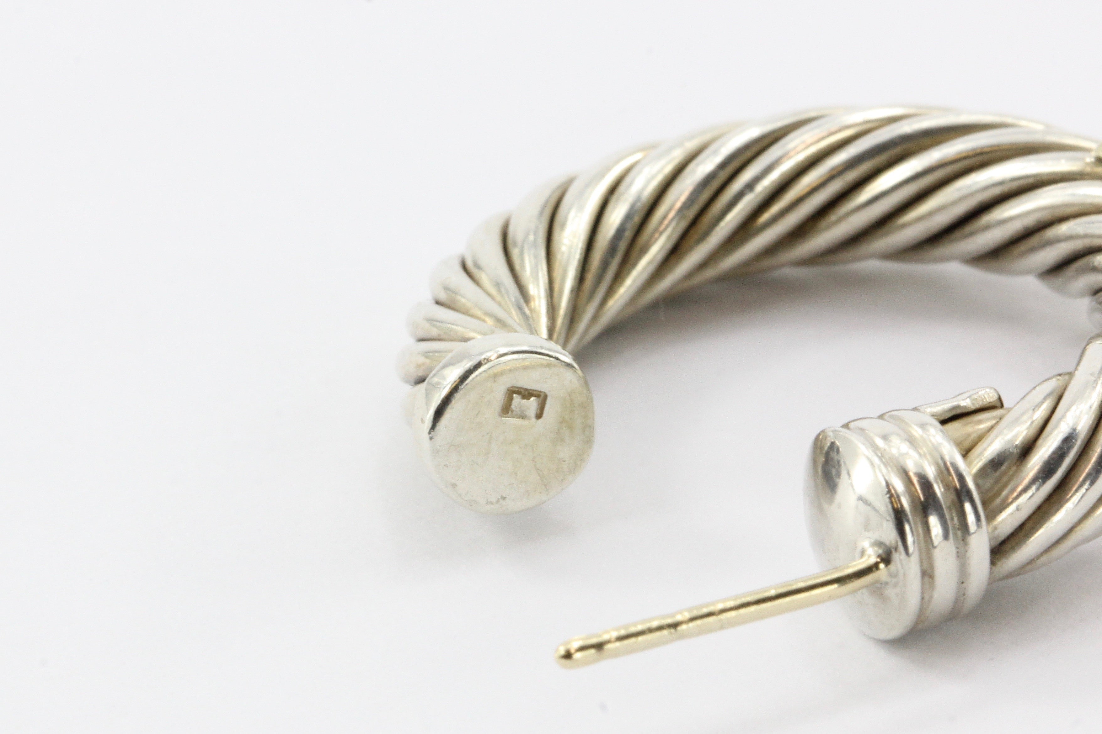 David Yurman X Hoop Sterling Silver & 14K Gold Cable Earrings - Queen May
