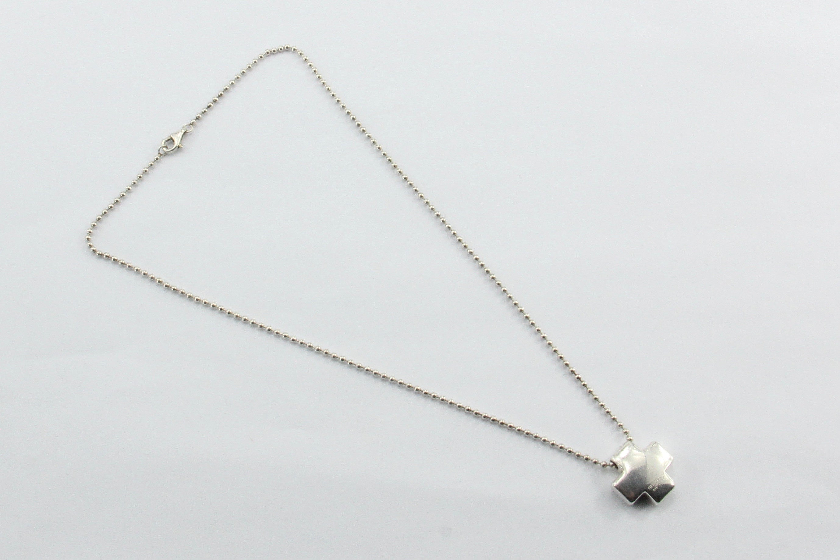 Vintage Tiffany & Co Sterling Silver Swiss Cross Pendant & Chain - Queen May