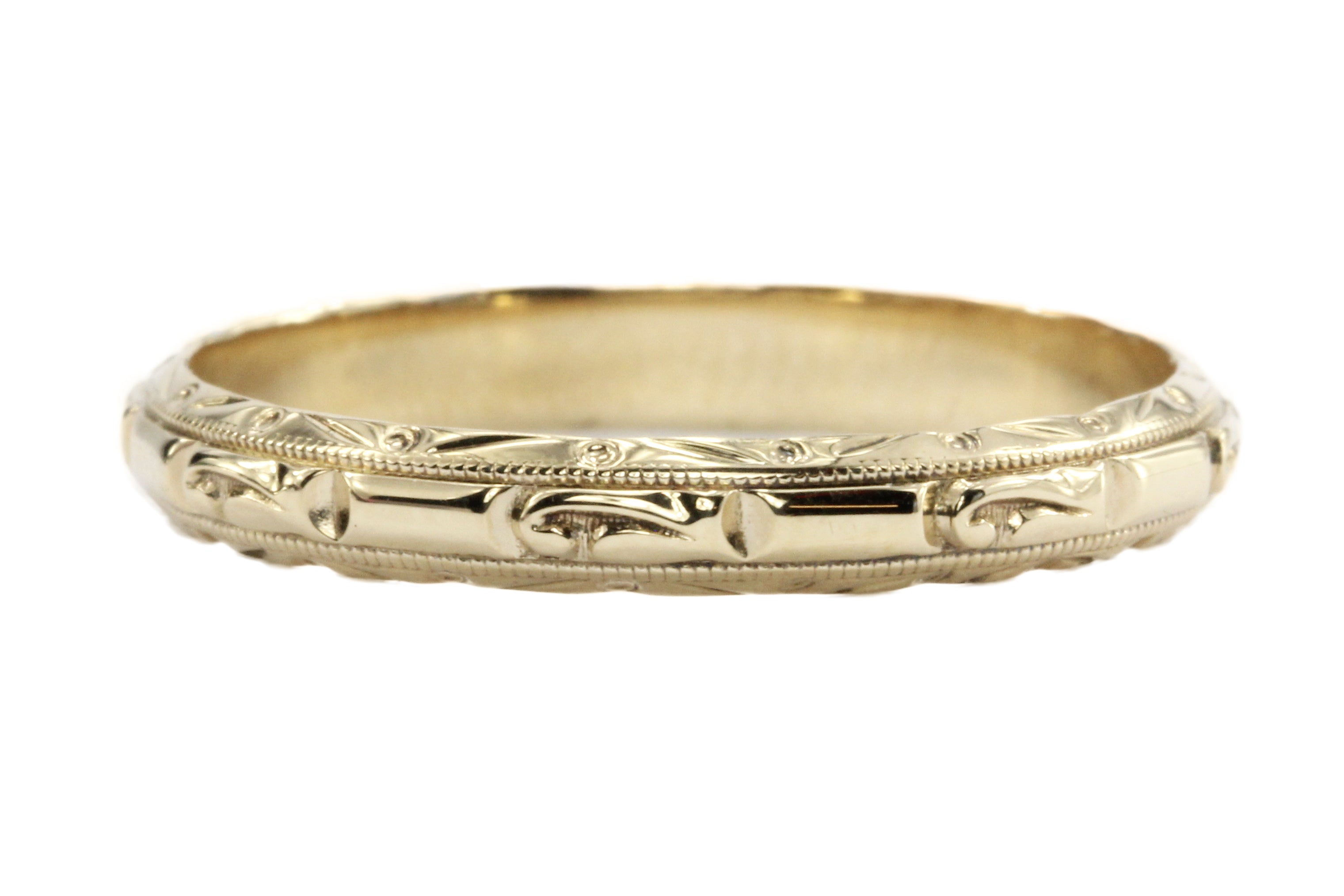 Art Deco 14K Rose Gold Mens Wedding Band c.1940's Size 9.75 - Queen May