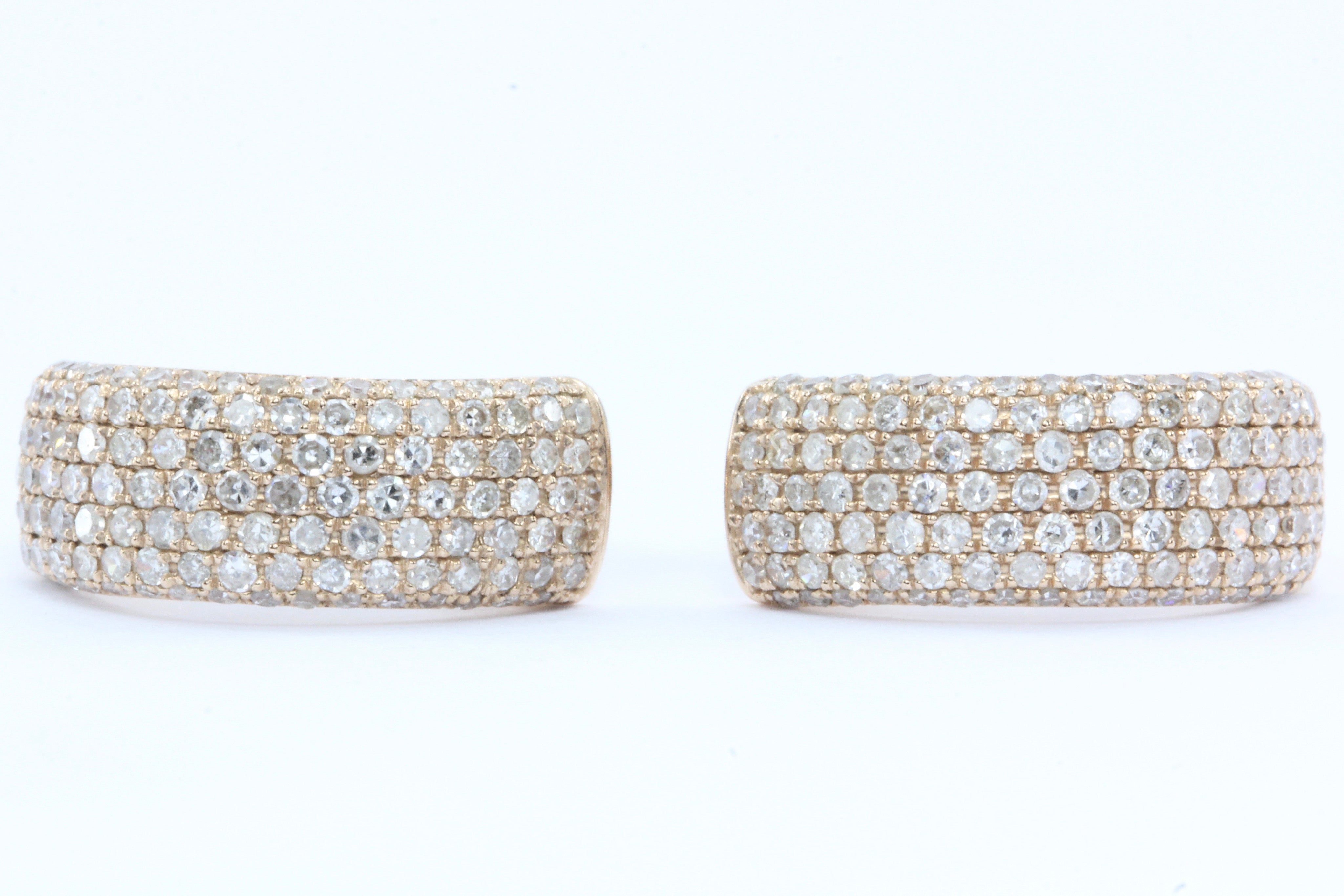 Effy Pave Classica 14K Rose Gold Hoop Huggie Diamond Earrings - Queen May