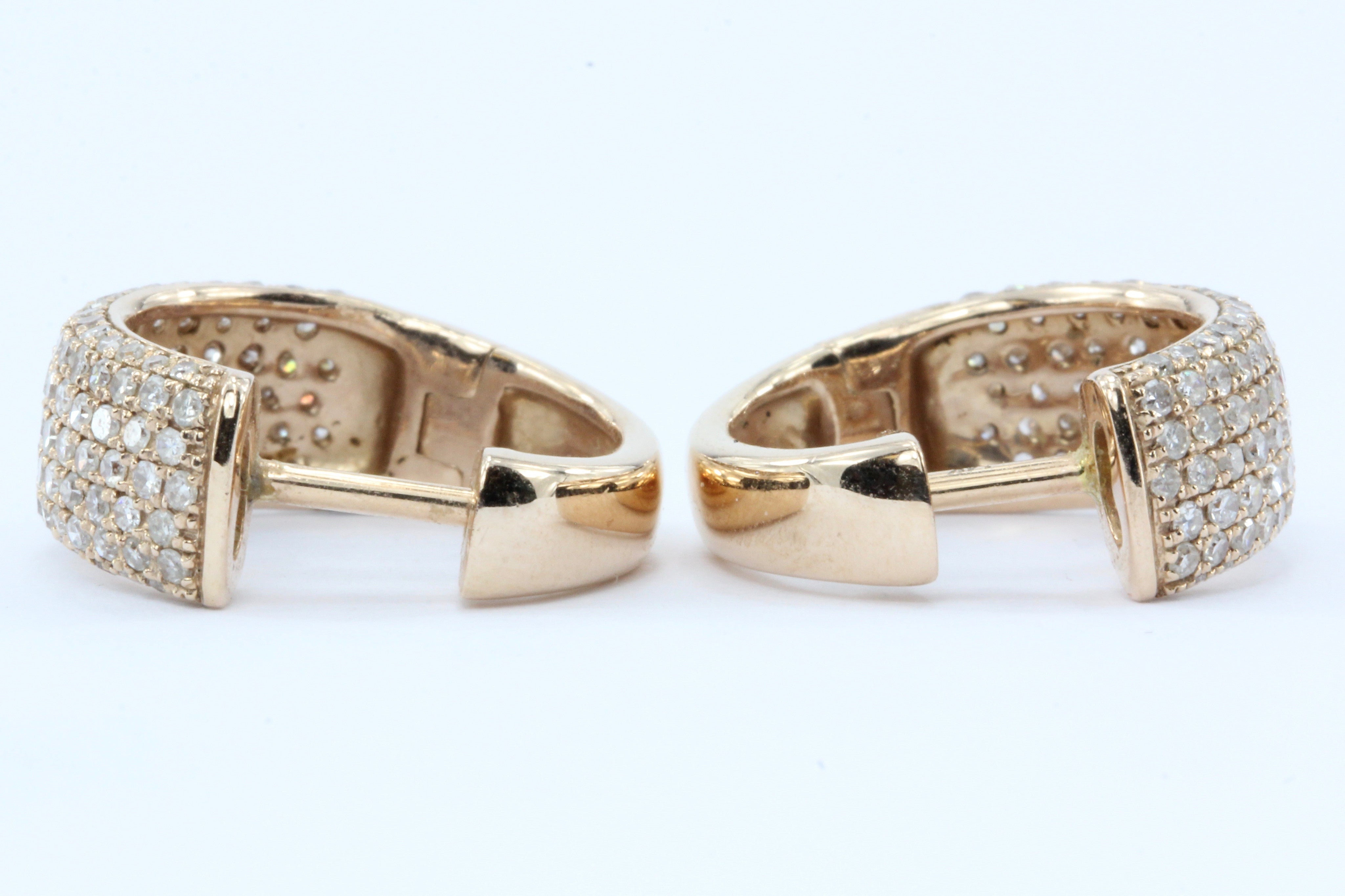 Effy Pave Classica 14K Rose Gold Hoop Huggie Diamond Earrings - Queen May