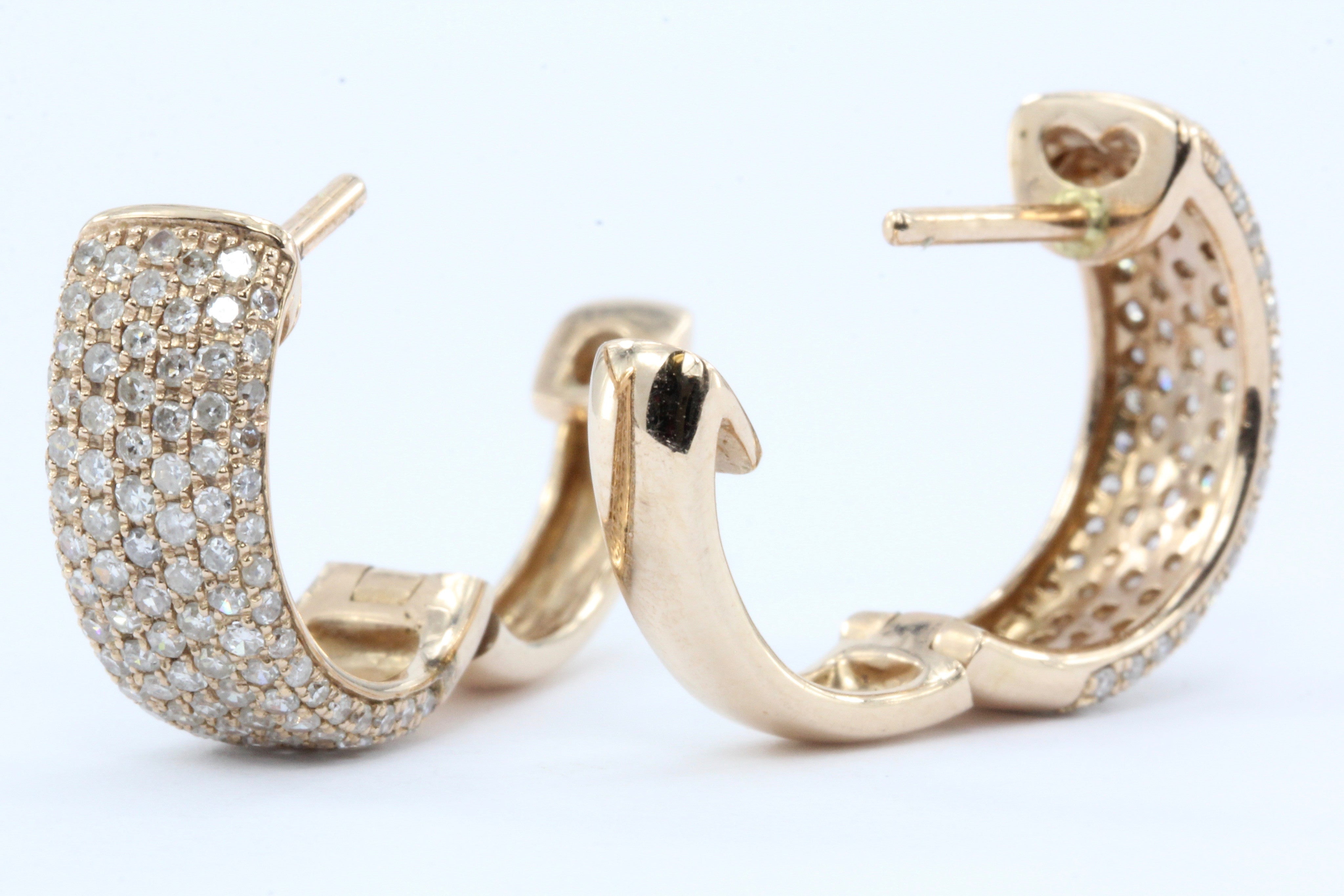 Effy Pave Classica 14K Rose Gold Hoop Huggie Diamond Earrings - Queen May