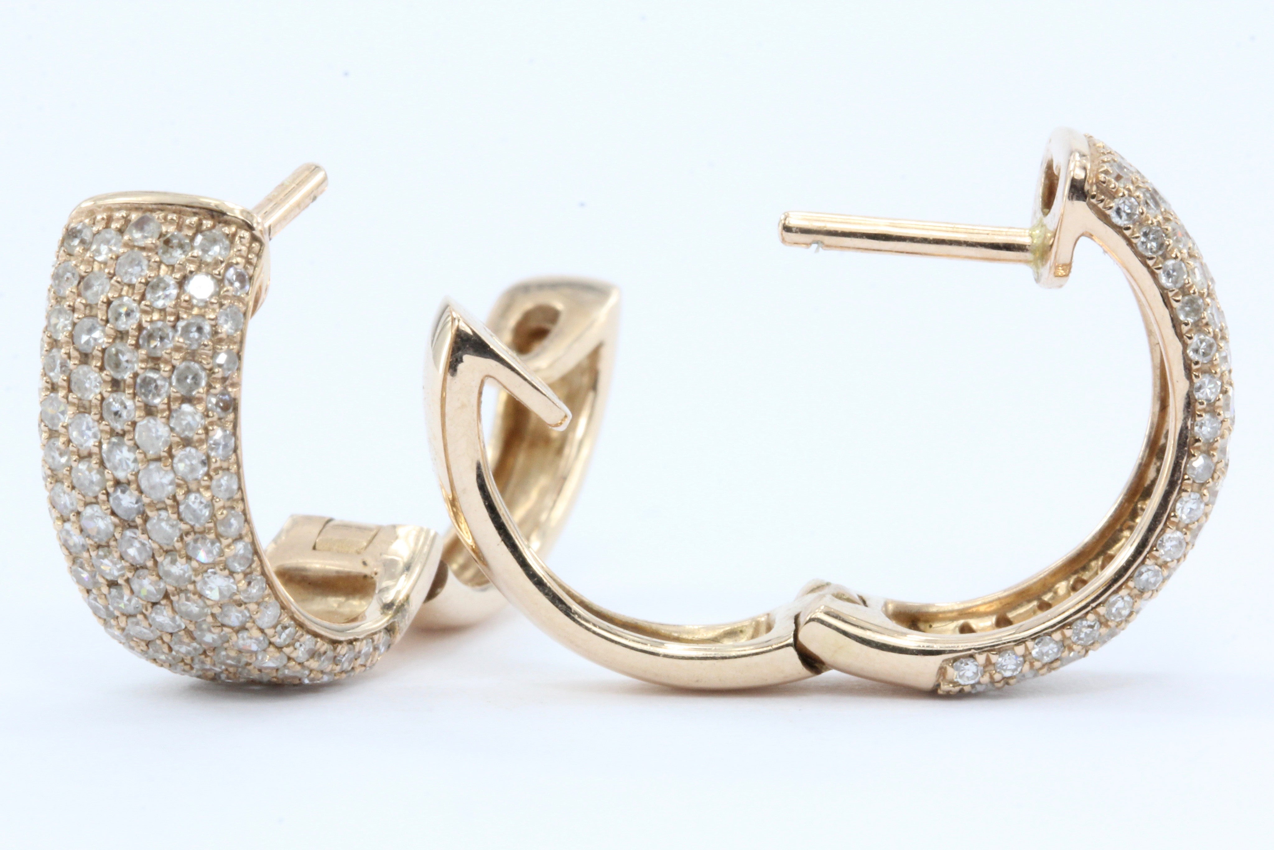 Effy Pave Classica 14K Rose Gold Hoop Huggie Diamond Earrings - Queen May