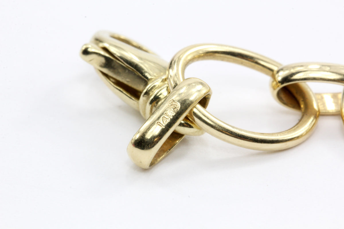 14K Yellow Gold Italian Oval Link Bracelet - Queen May