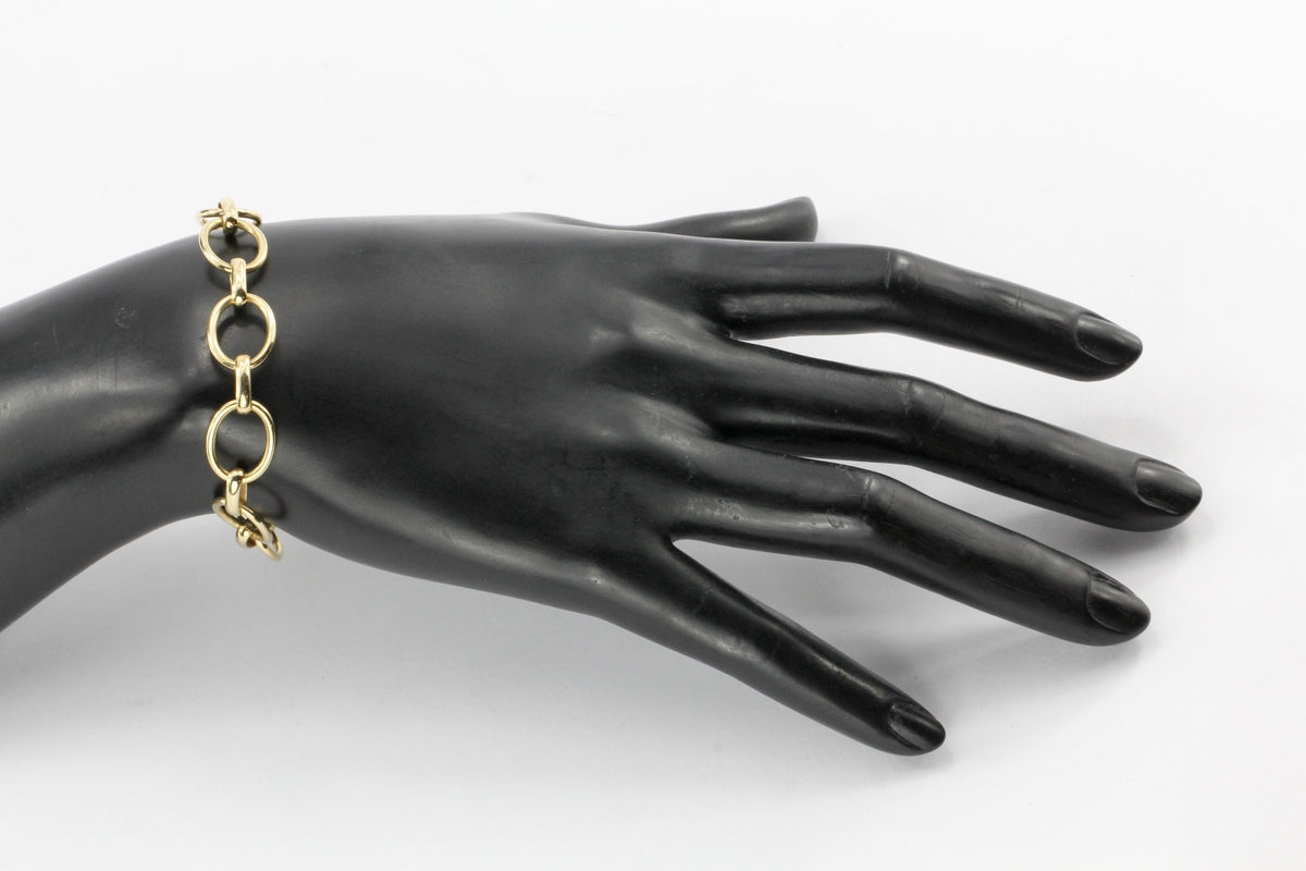 14K Yellow Gold Italian Oval Link Bracelet - Queen May
