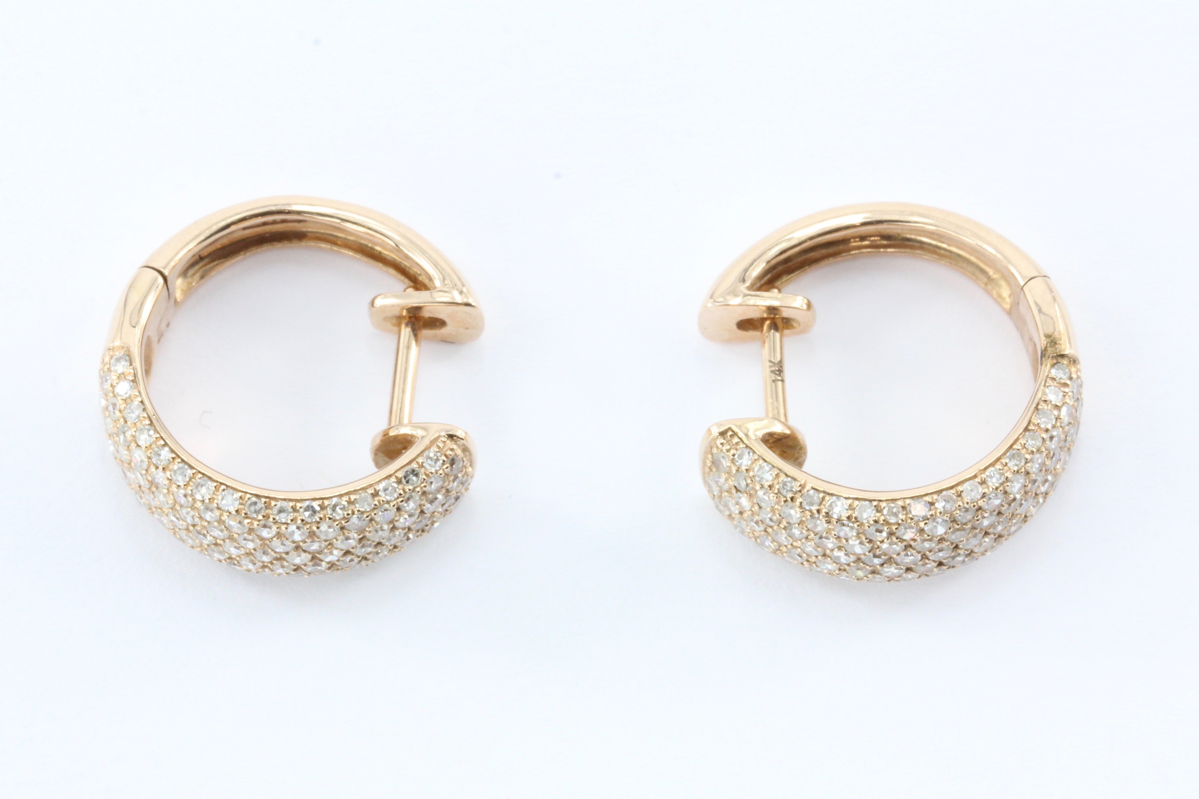 Effy Pave Classica 14K Rose Gold Hoop Huggie Diamond Earrings - Queen May