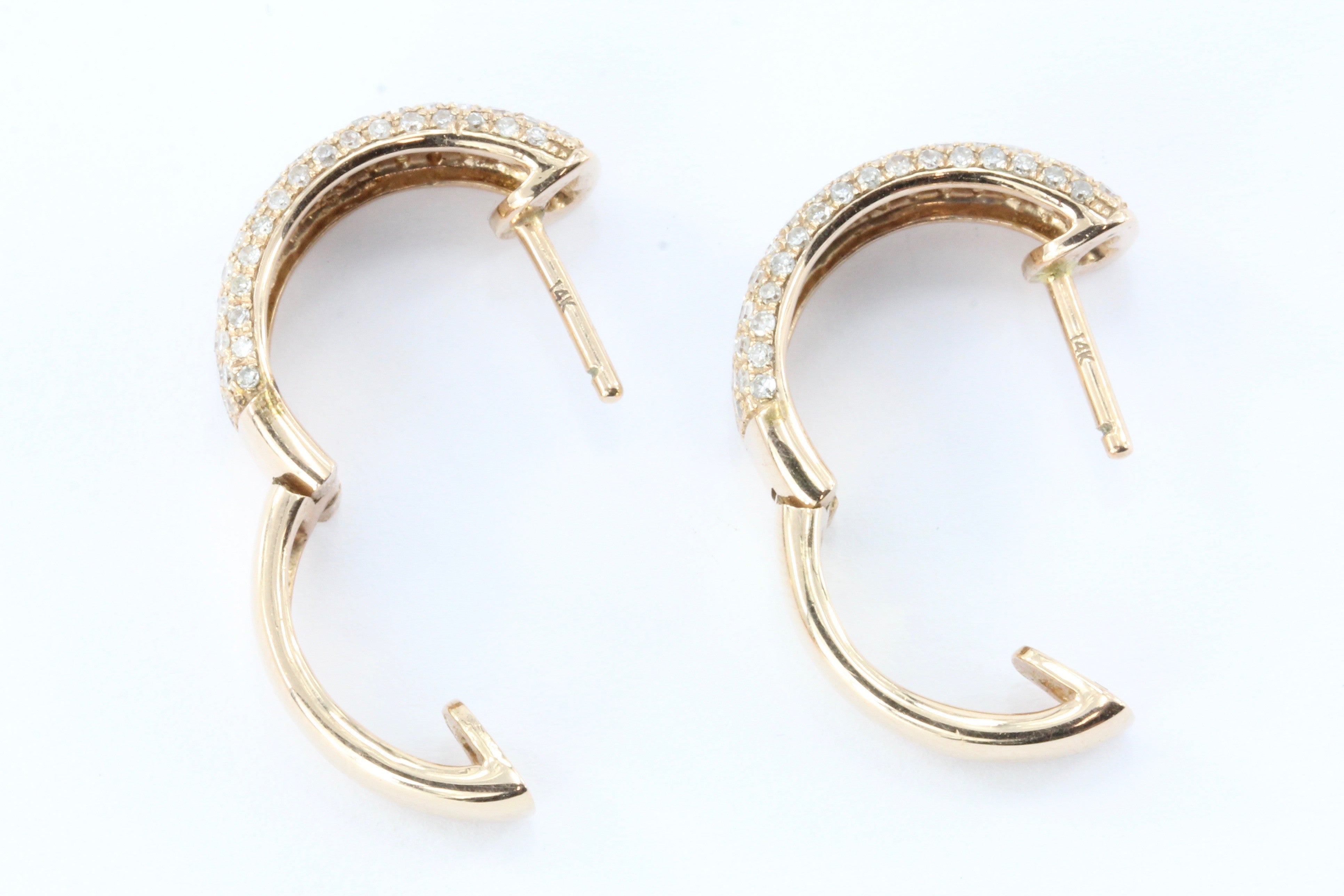 Effy Pave Classica 14K Rose Gold Hoop Huggie Diamond Earrings - Queen May