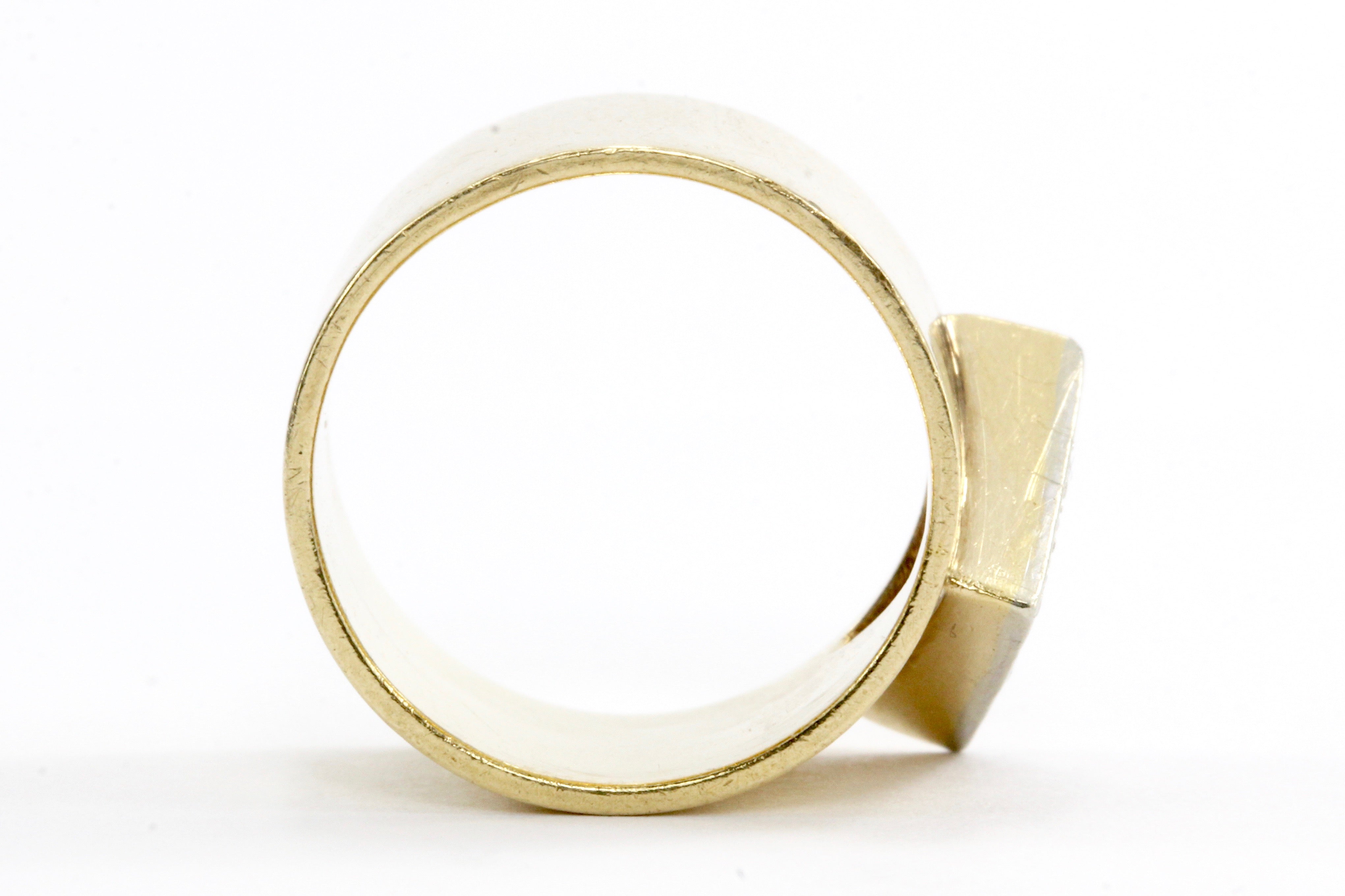 Retro 14K Gold Diamond Triangle Band Ring c.1970's - Queen May