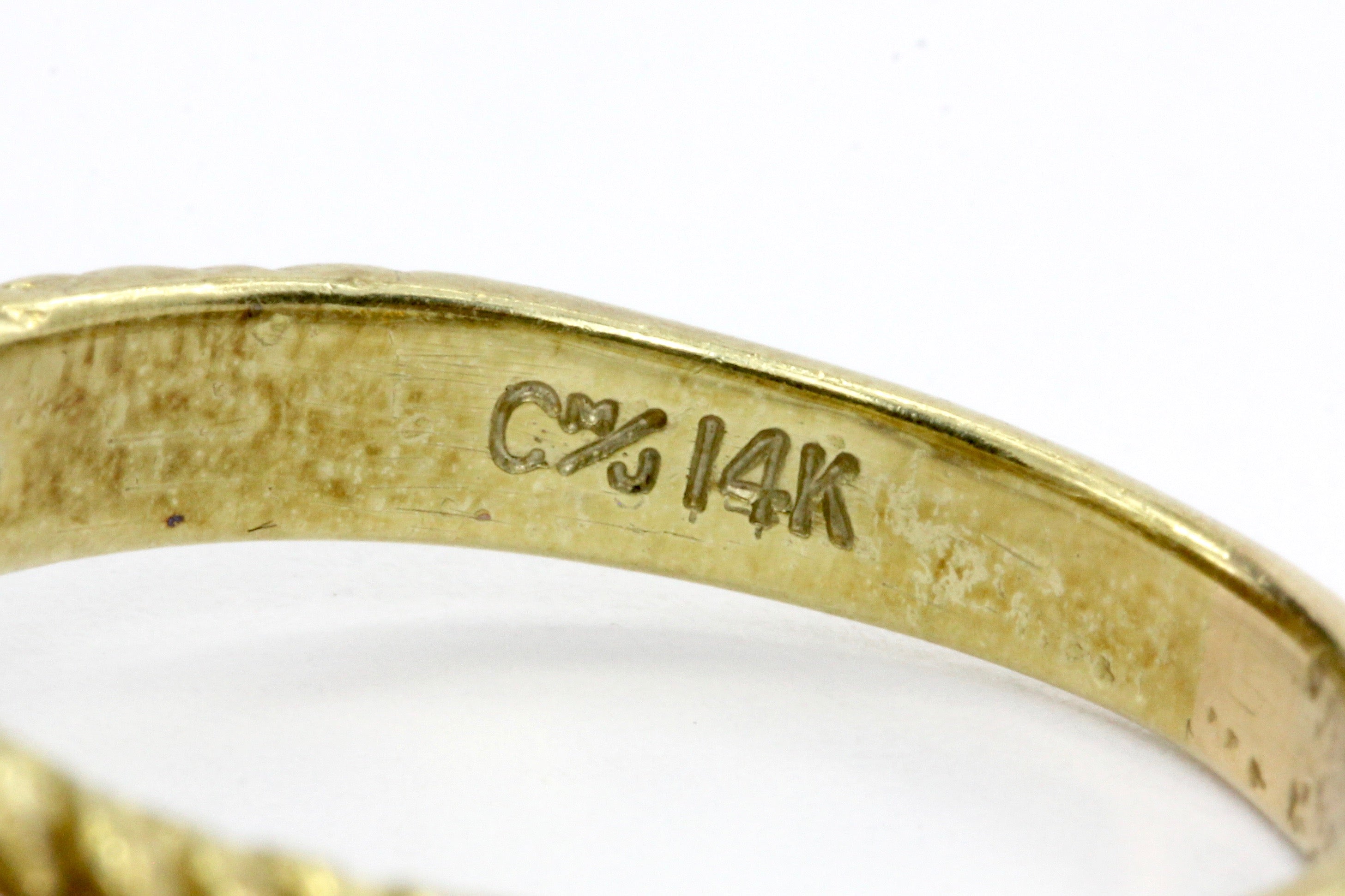 Retro 14K Gold Opal Diamond & Enamel Leaf Ring C.1960's - Queen May