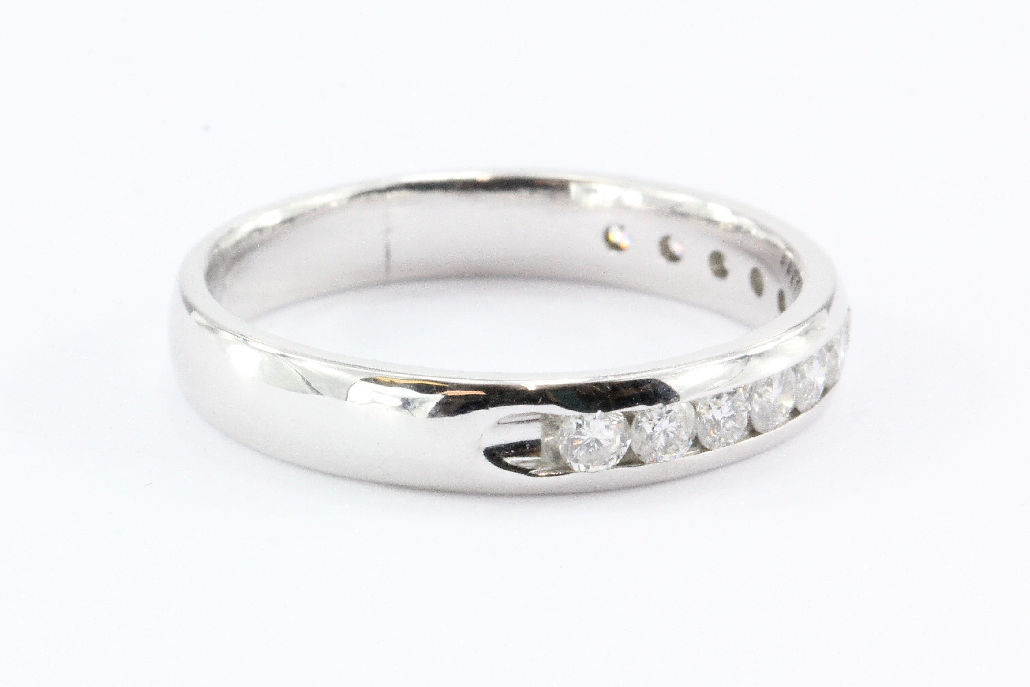 14k White Gold Diamond Half Eternity Band Ring 1/2 CTW Size 7.75 - Queen May