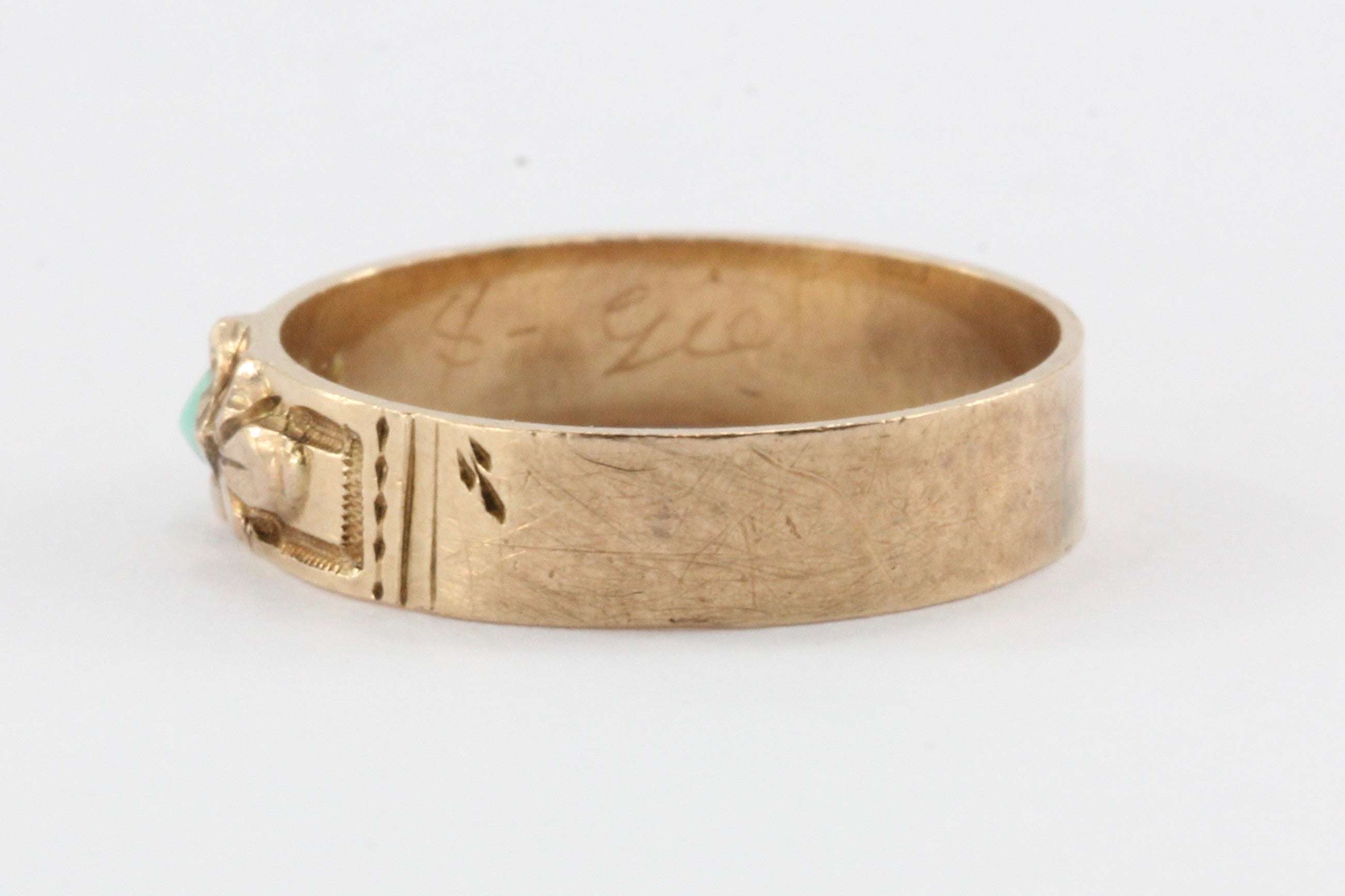 Victorian 14K Rose Gold Turquoise Baby Ring c.1880's - Queen May