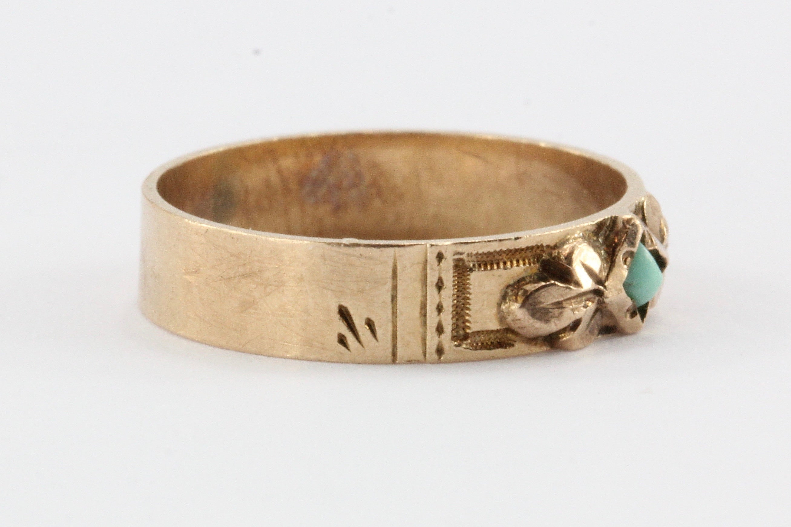 Victorian 14K Rose Gold Turquoise Baby Ring c.1880's - Queen May