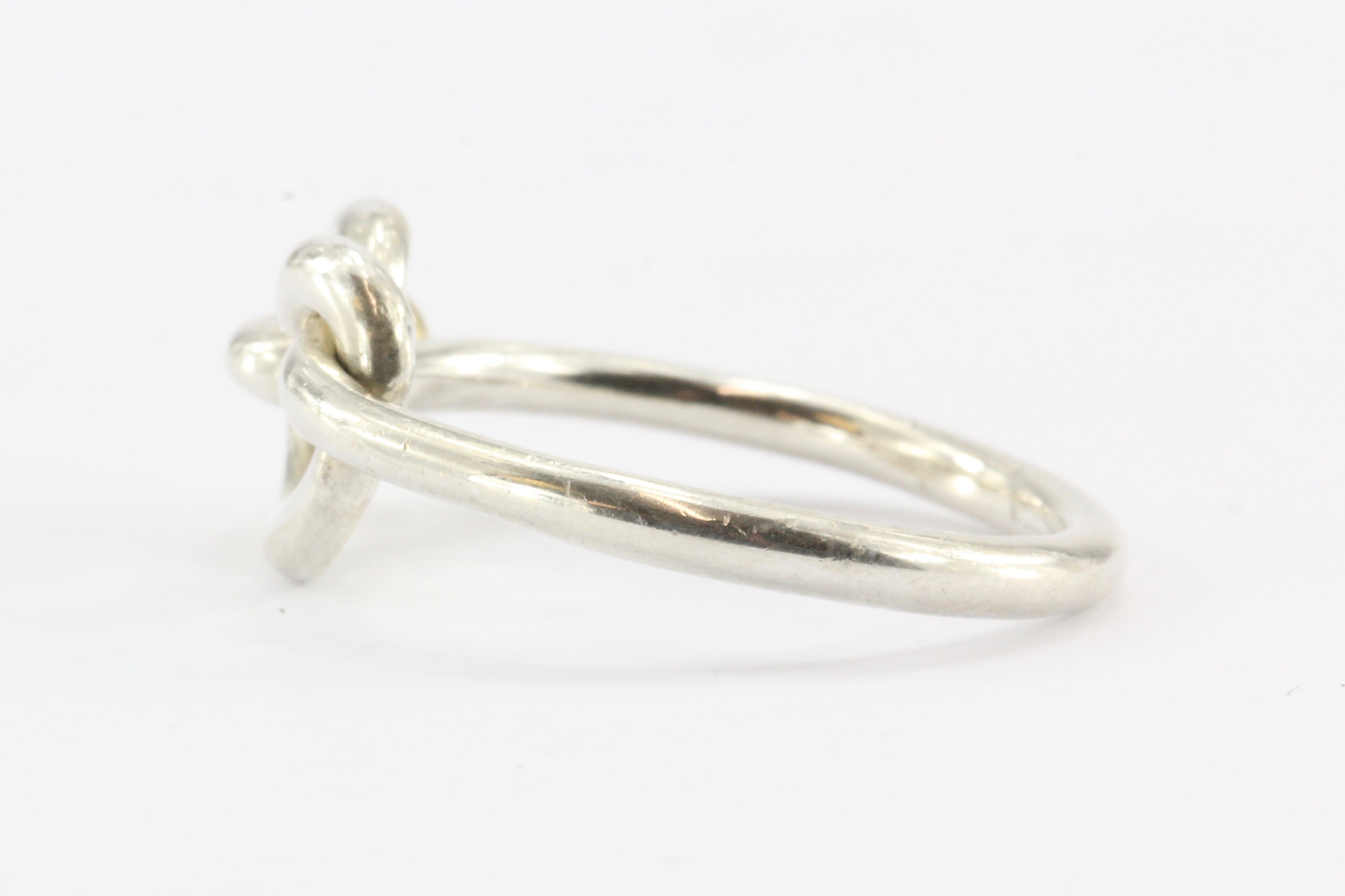 Tiffany & Co Sterling Silver & 18K Gold Love Knot Ring Size 7 - Queen May