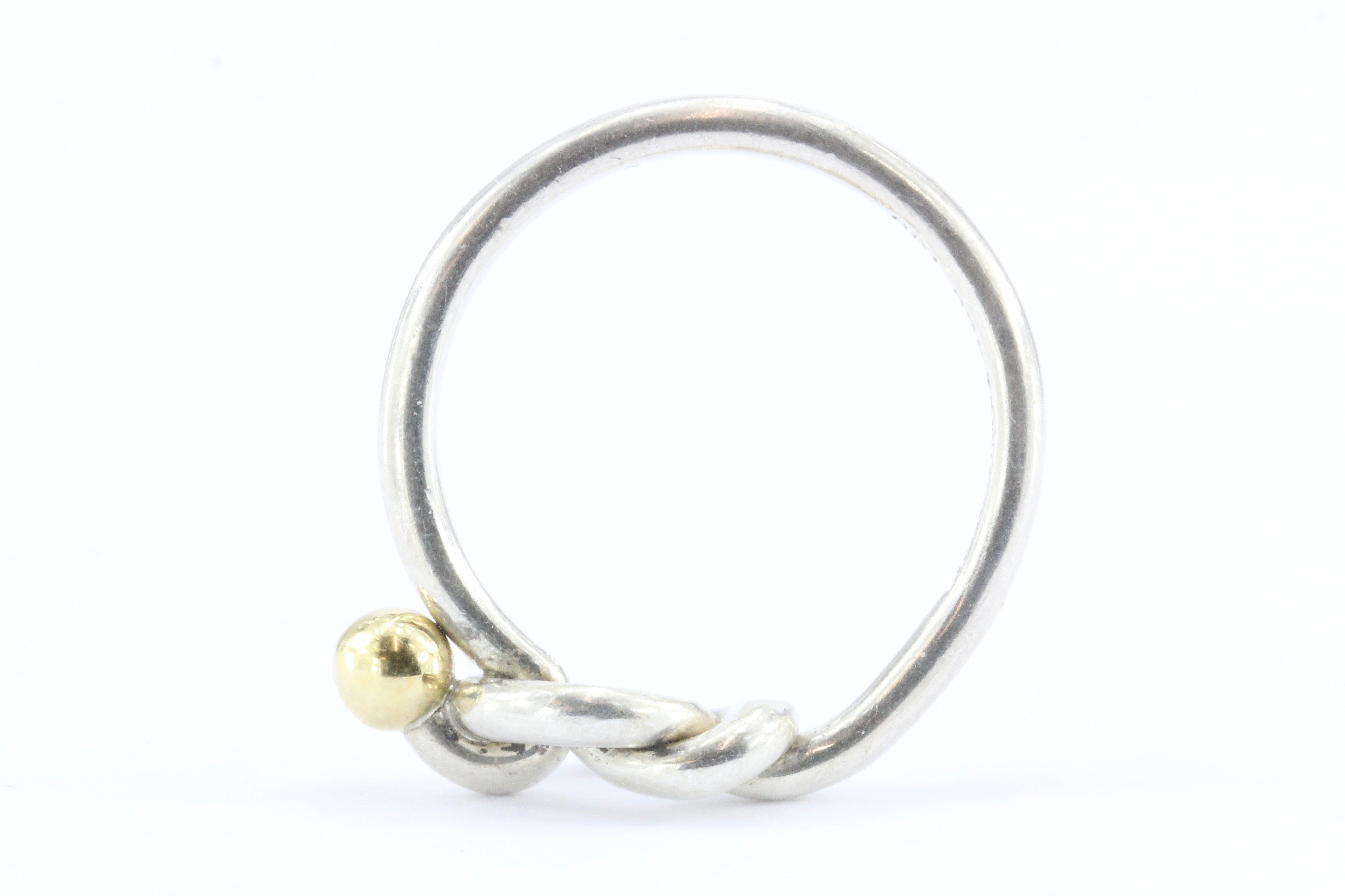 Tiffany & Co Sterling Silver & 18K Gold Love Knot Ring Size 7 - Queen May