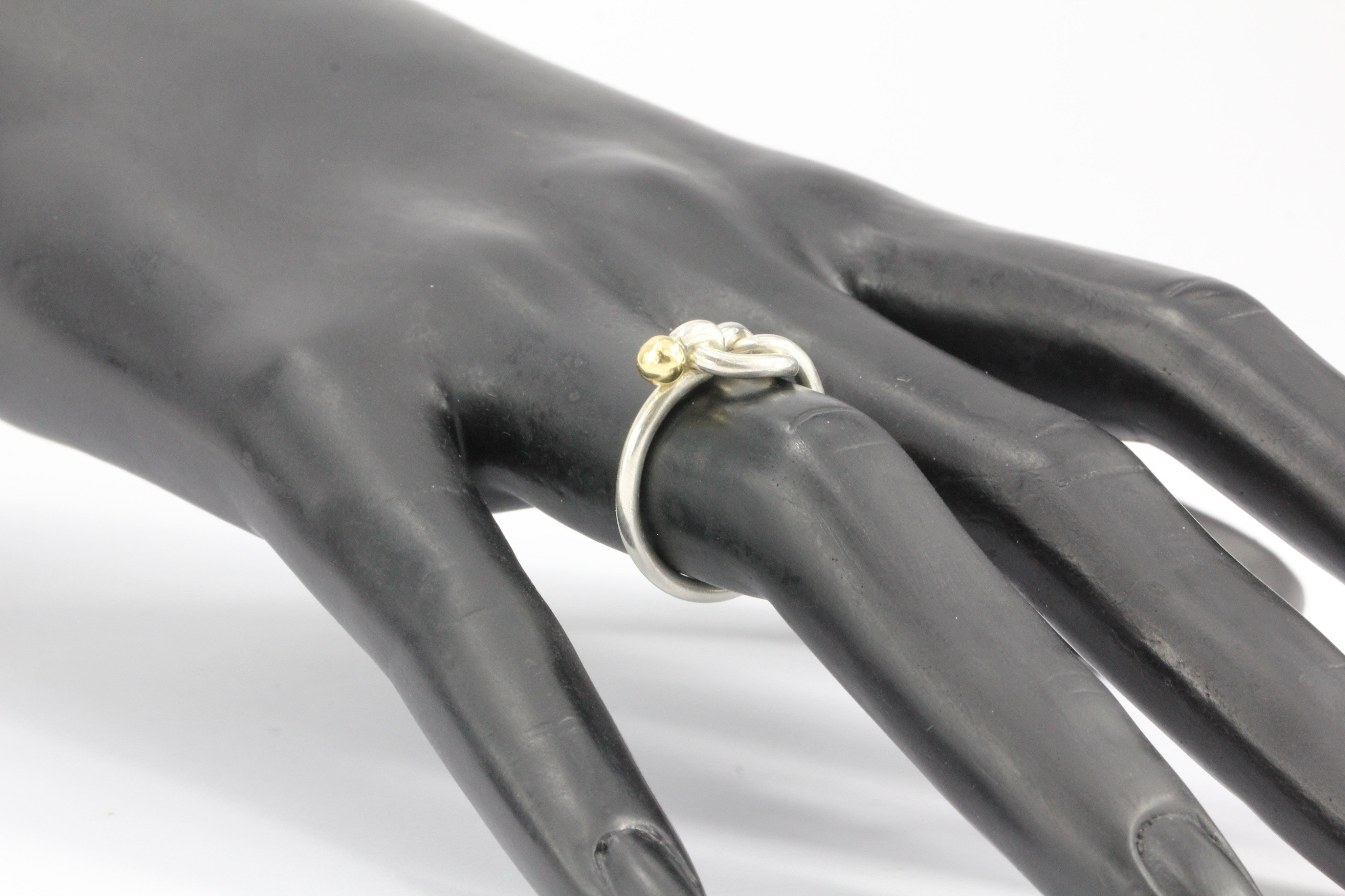 Tiffany & Co Sterling Silver & 18K Gold Love Knot Ring Size 7 - Queen May