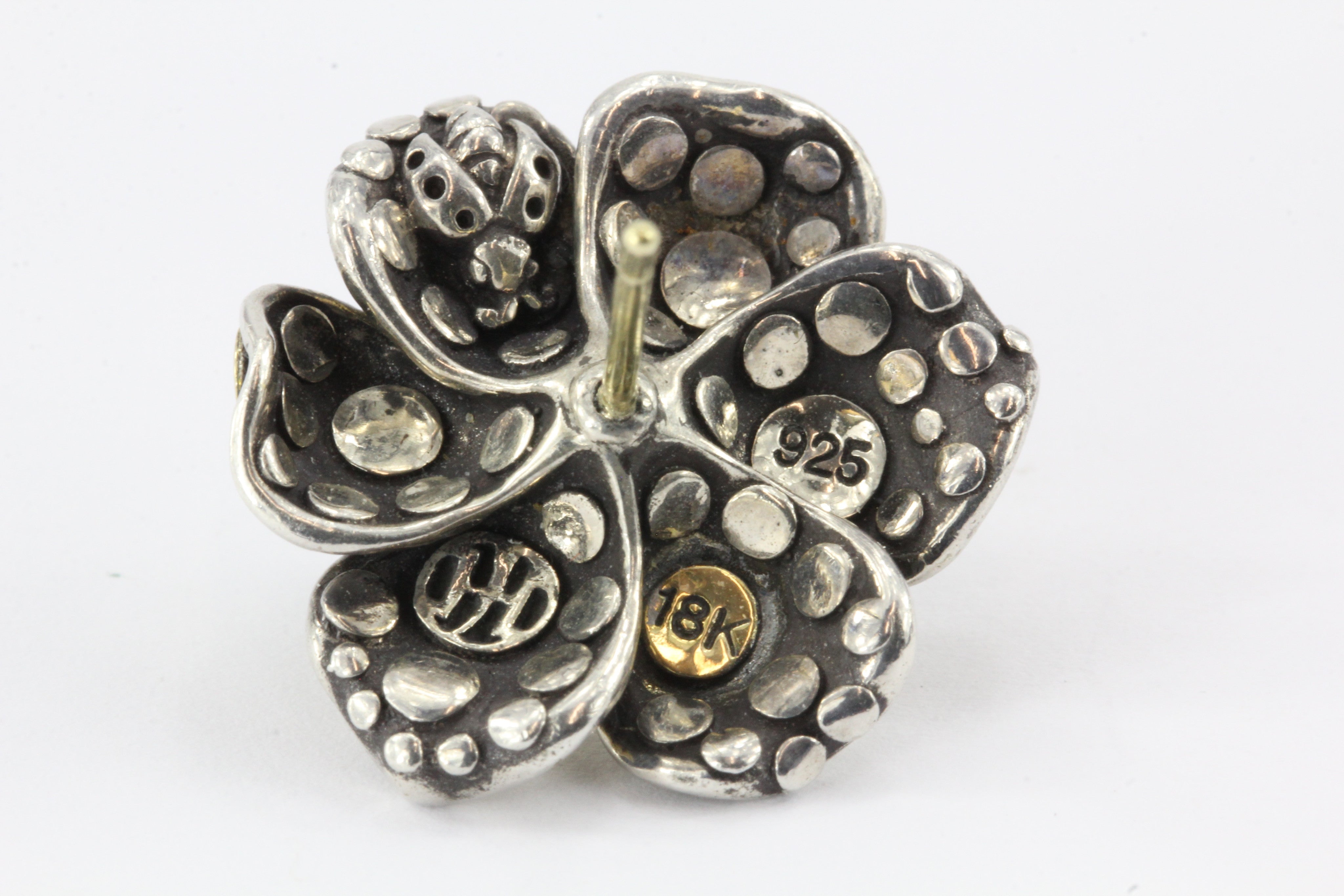 John Hardy 18K Gold Sterling Silver Pearl Flower Earrings - Queen May