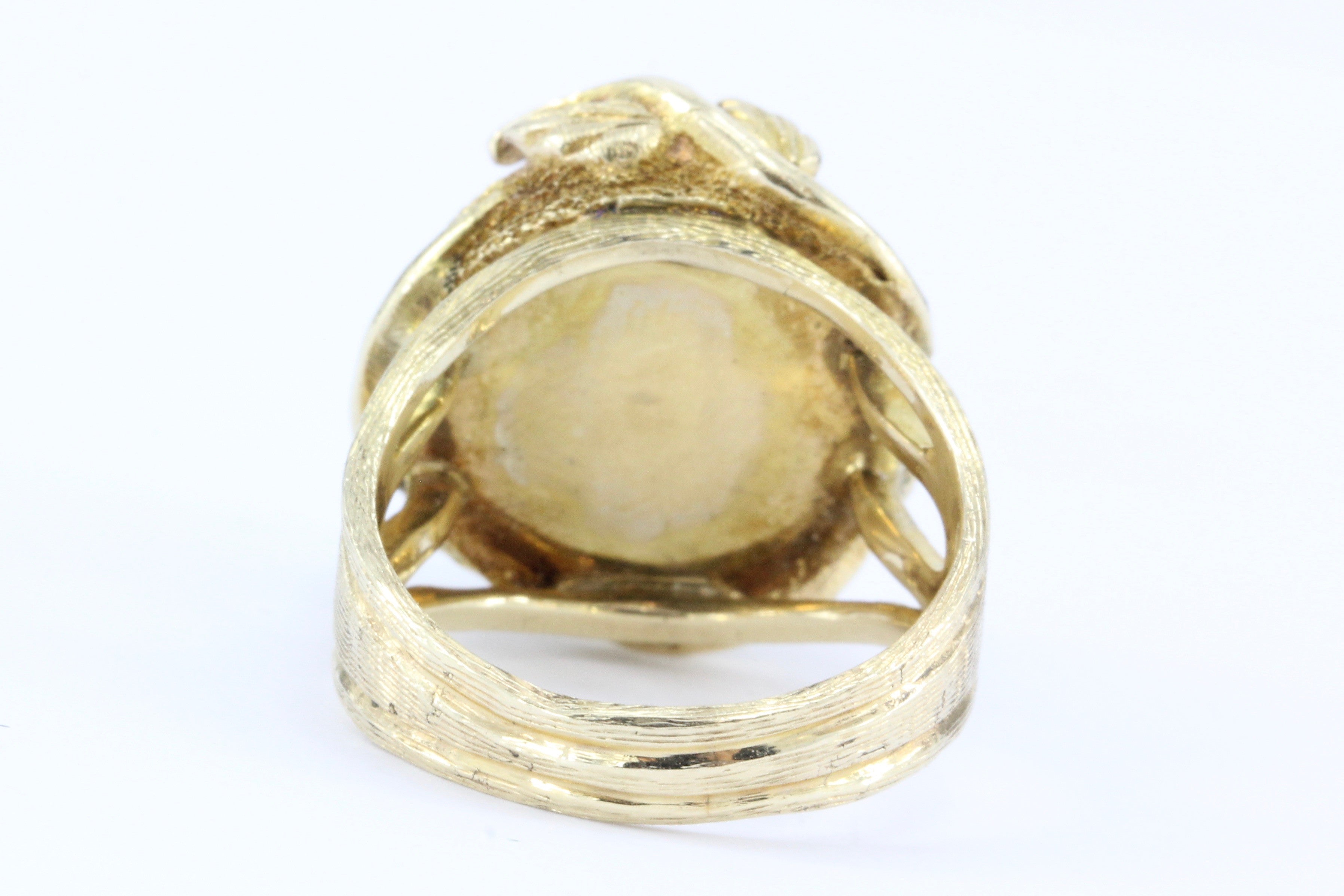 Vintage 14K Art Nouveau Style Crawling Ivy Gold Mabe Pearl Ring - Queen May