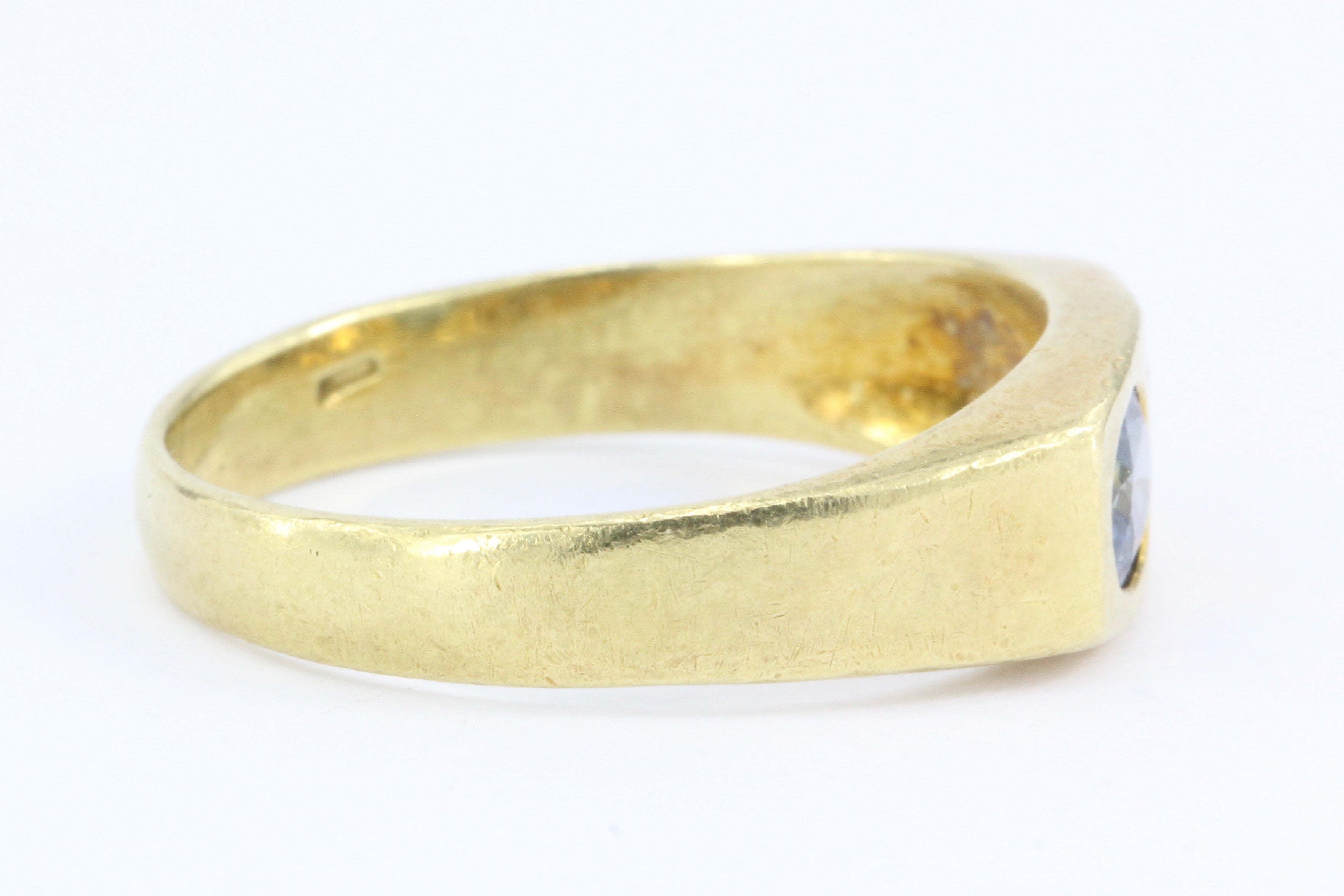 Vintage 18K Gold Sapphire Diamond Mens Italian Ring - Queen May