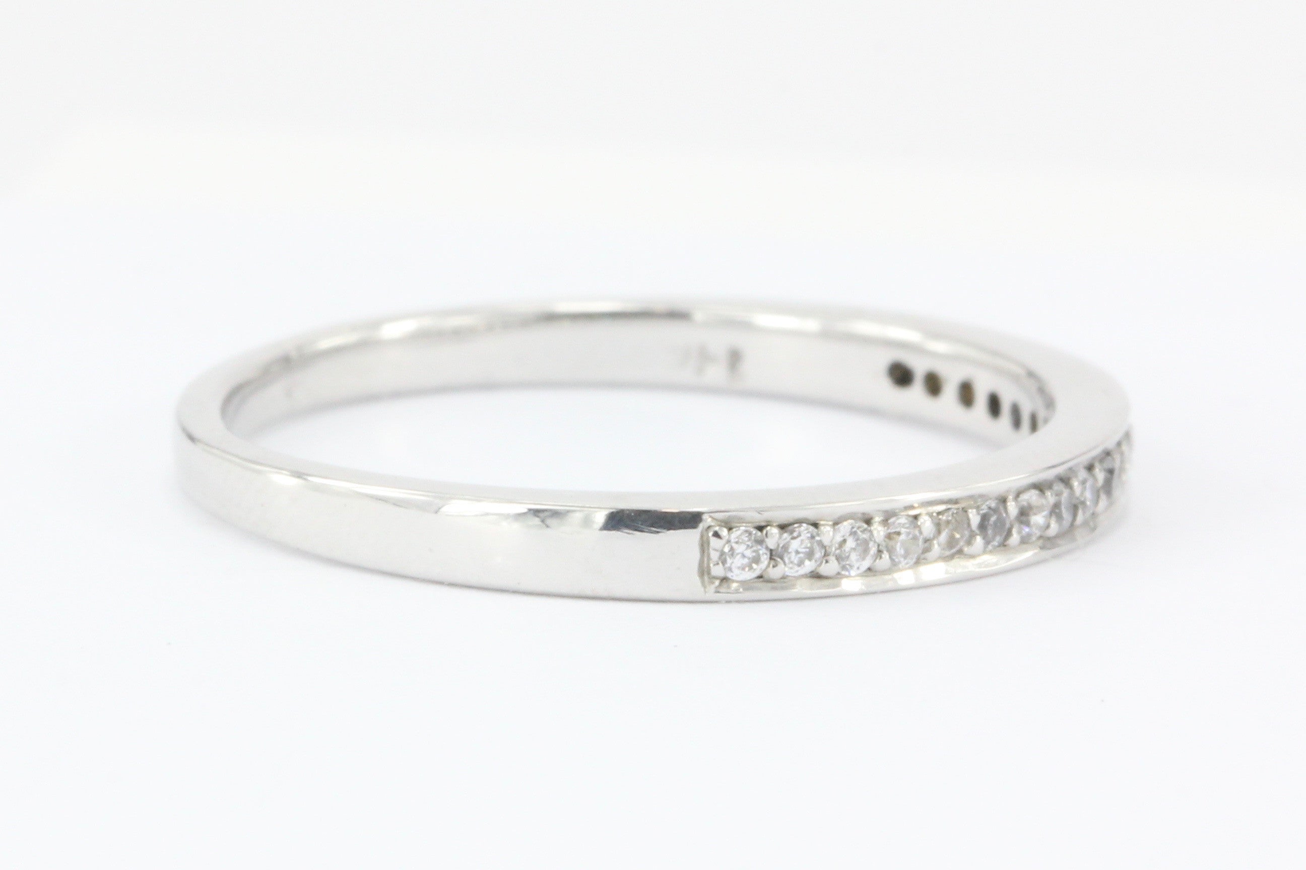 14K White Gold Half Eternity Diamond .15 ctw Band Ring Size 6.75 - Queen May