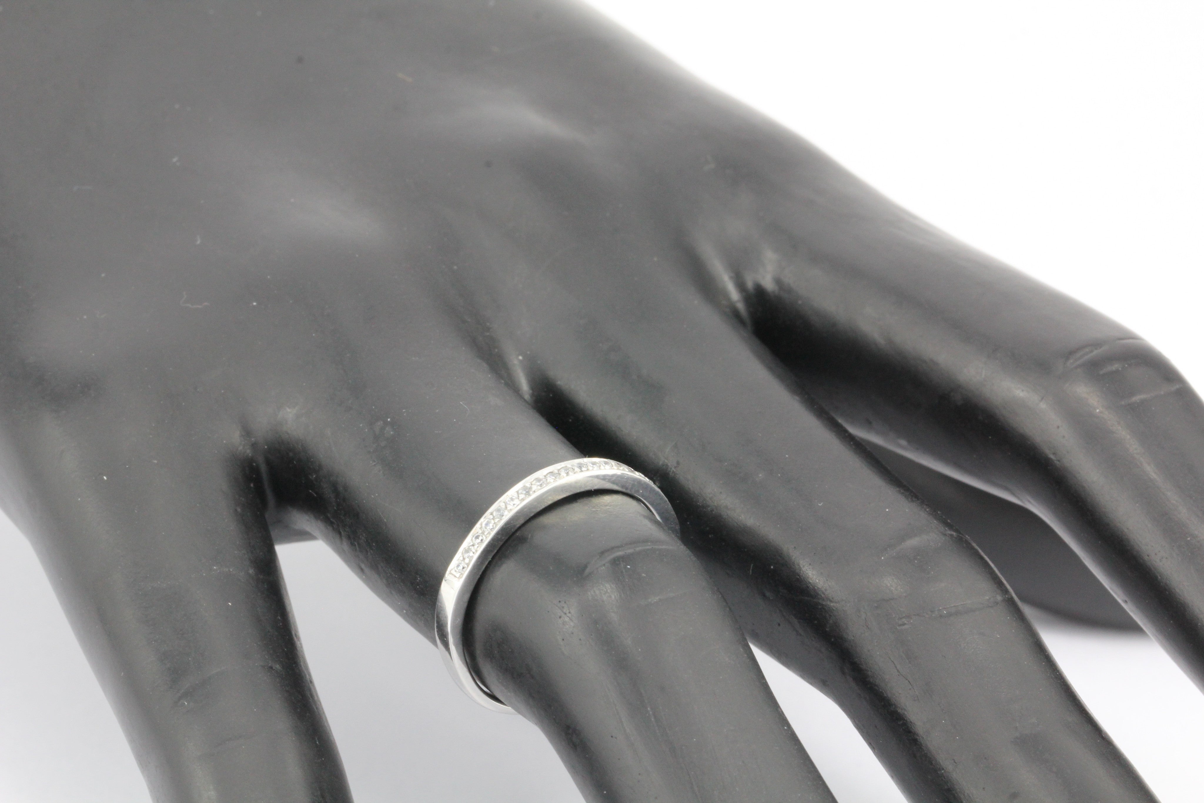 14K White Gold Half Eternity Diamond .15 ctw Band Ring Size 6.75 - Queen May