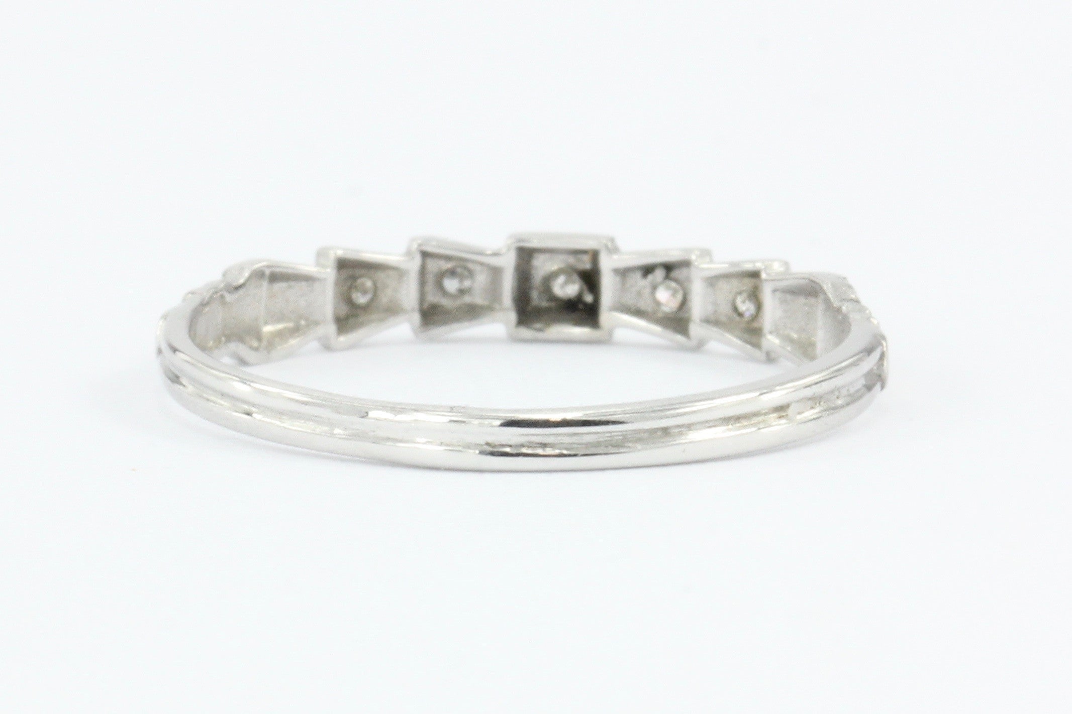 Antique Art Deco 14K White Gold Diamond Ring Band M.H. Shiman & Co c.1933 - Queen May