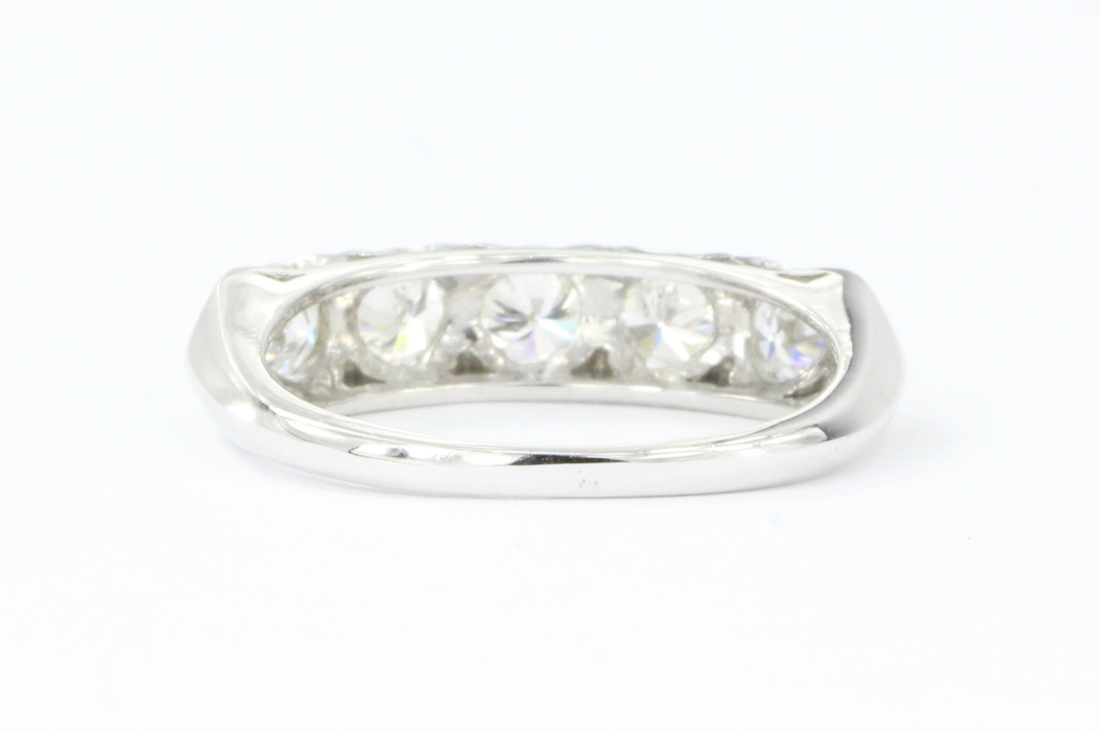 14K White Gold 5 Stone Diamond Anniversary Band Ring 1 CTW - Queen May