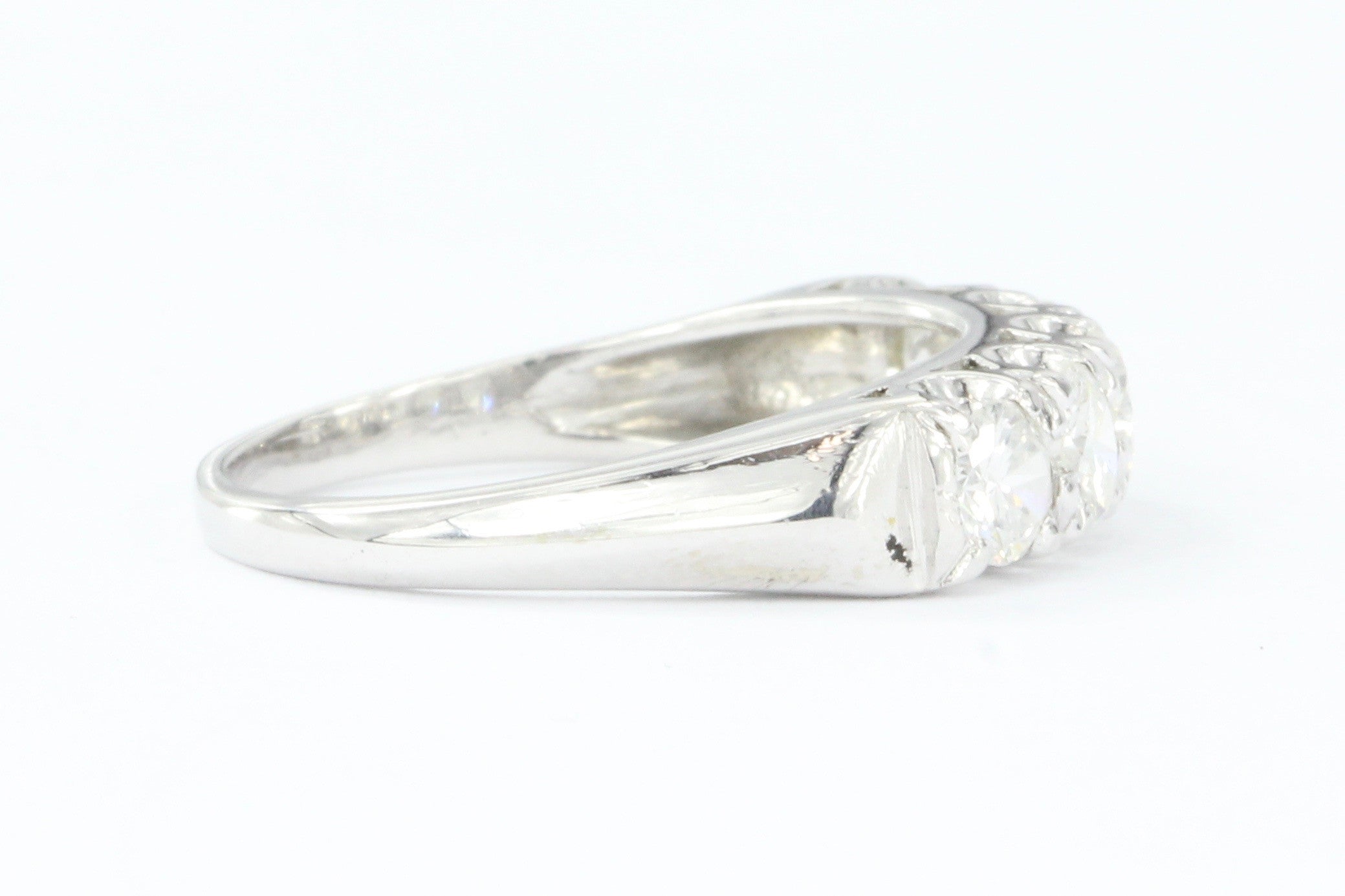 14K White Gold 5 Stone Diamond Anniversary Band Ring 1 CTW - Queen May
