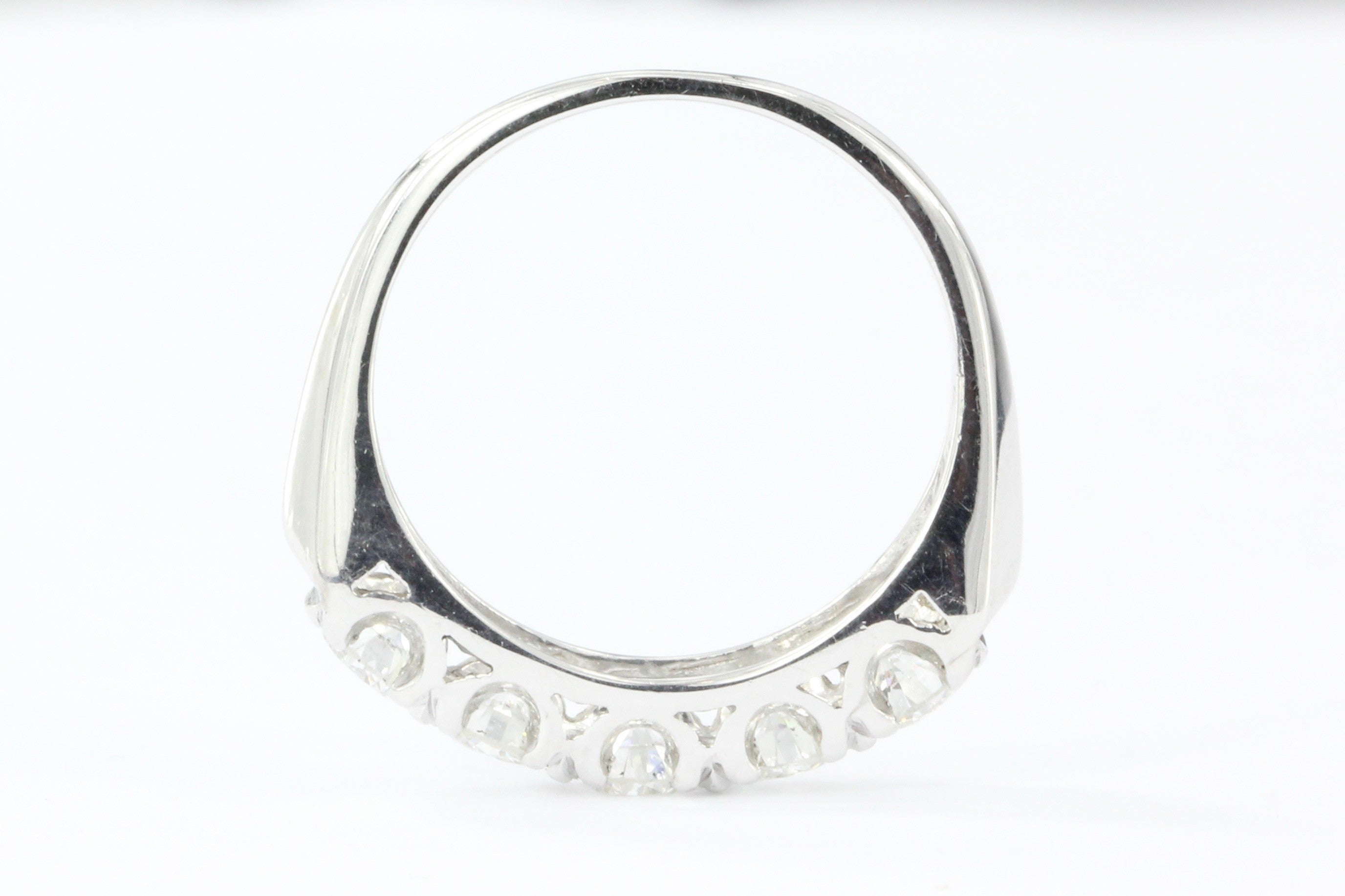 14K White Gold 5 Stone Diamond Anniversary Band Ring 1 CTW - Queen May