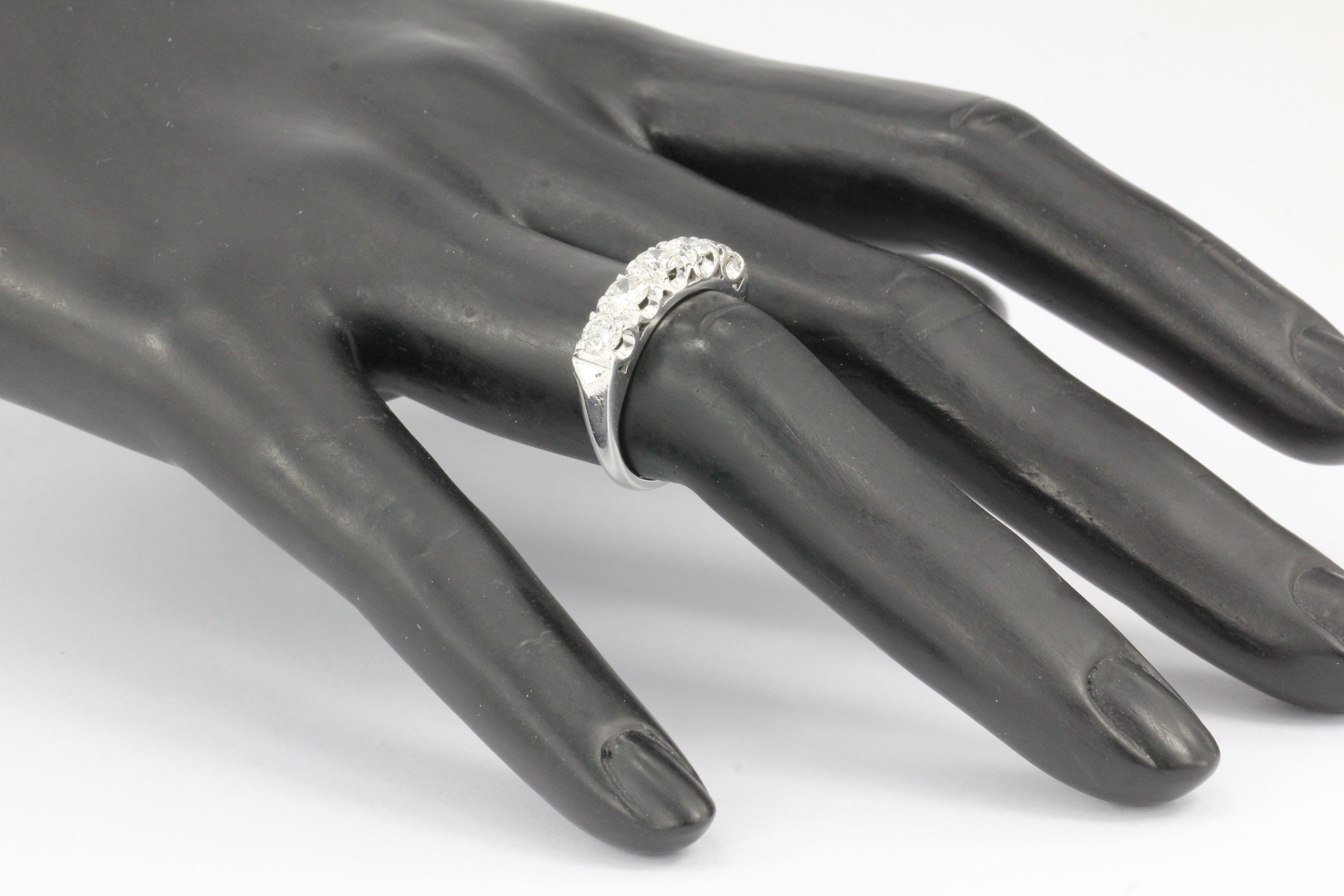 14K White Gold 5 Stone Diamond Anniversary Band Ring 1 CTW - Queen May
