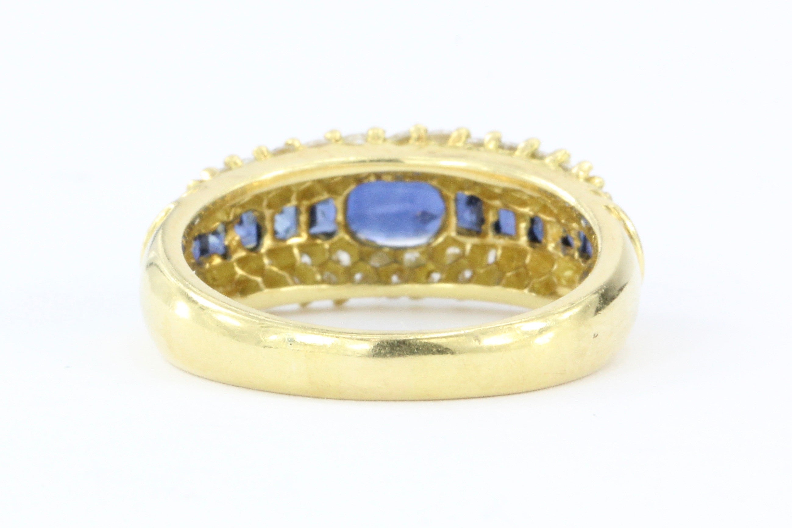 Hammerman Bros 18K Gold Blue Sapphire & Diamond Ring - Queen May