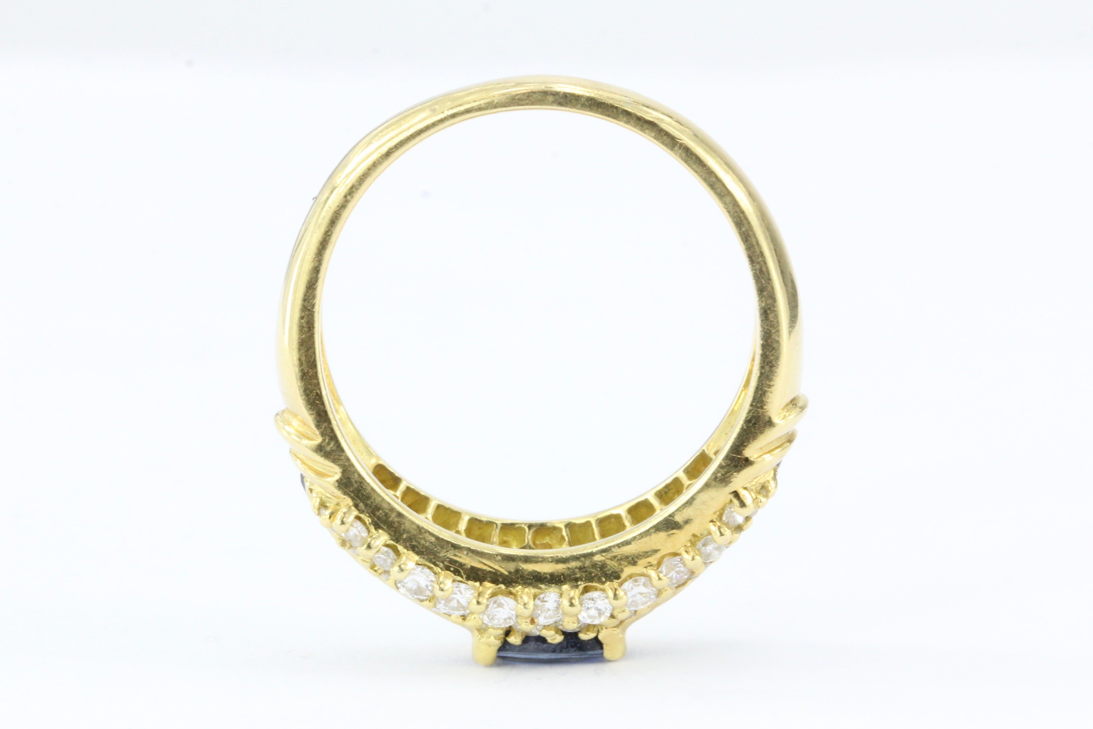Hammerman Bros 18K Gold Blue Sapphire & Diamond Ring - Queen May