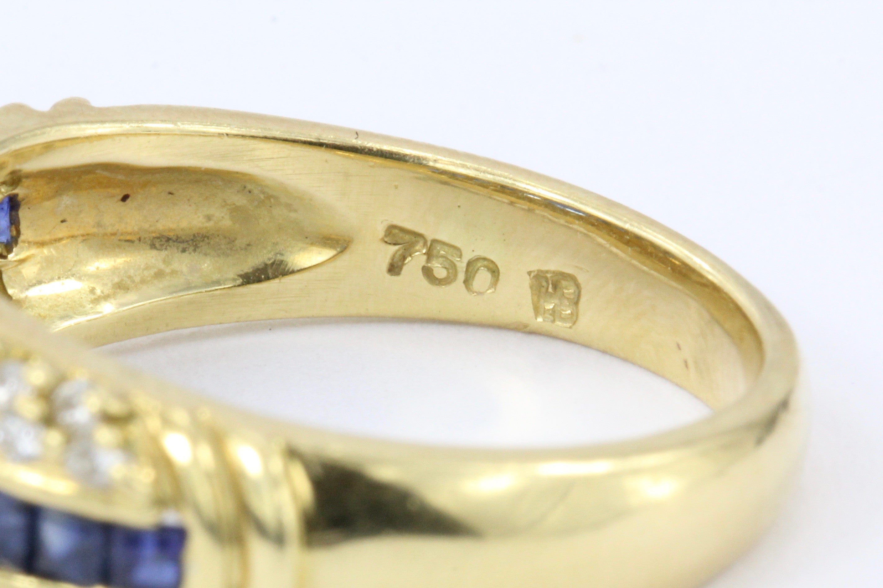 Hammerman Bros 18K Gold Blue Sapphire & Diamond Ring - Queen May