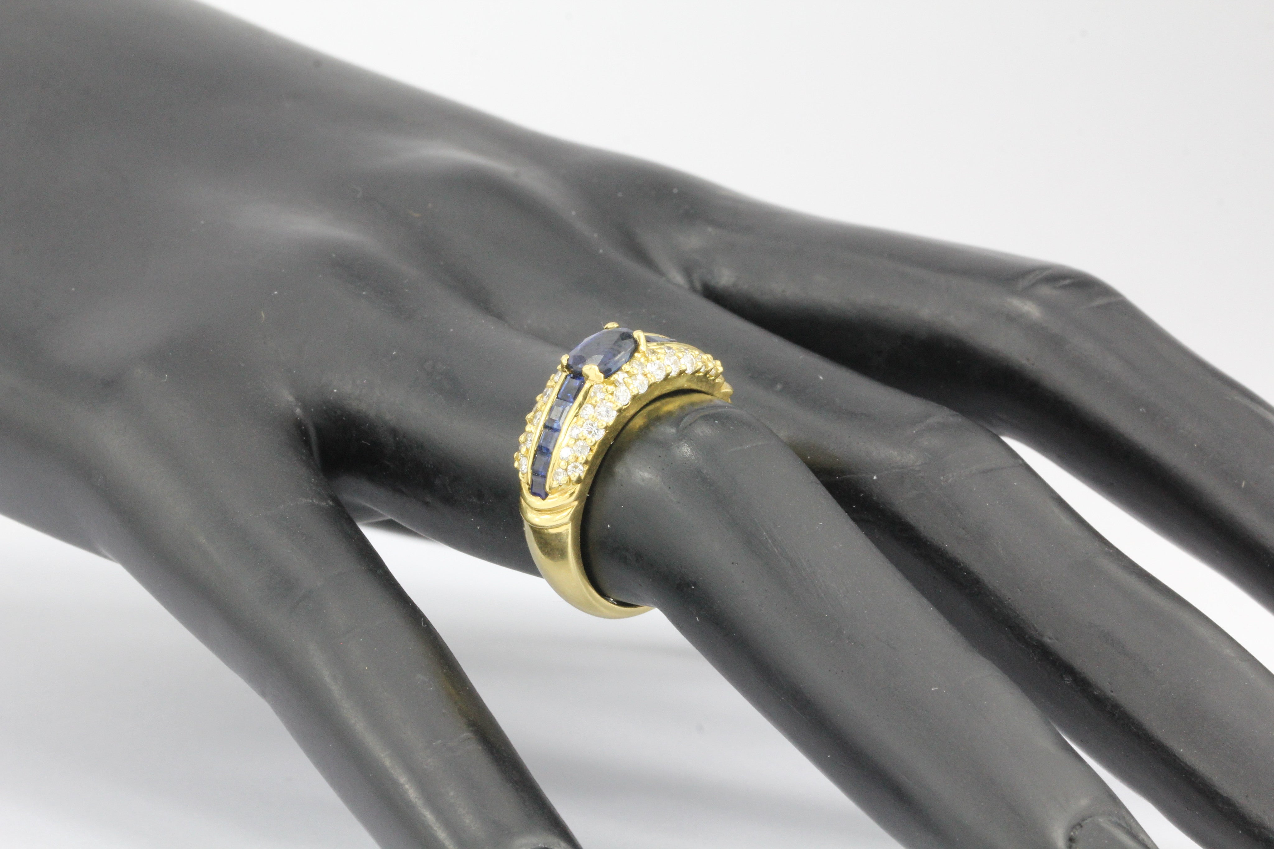 Hammerman Bros 18K Gold Blue Sapphire & Diamond Ring - Queen May