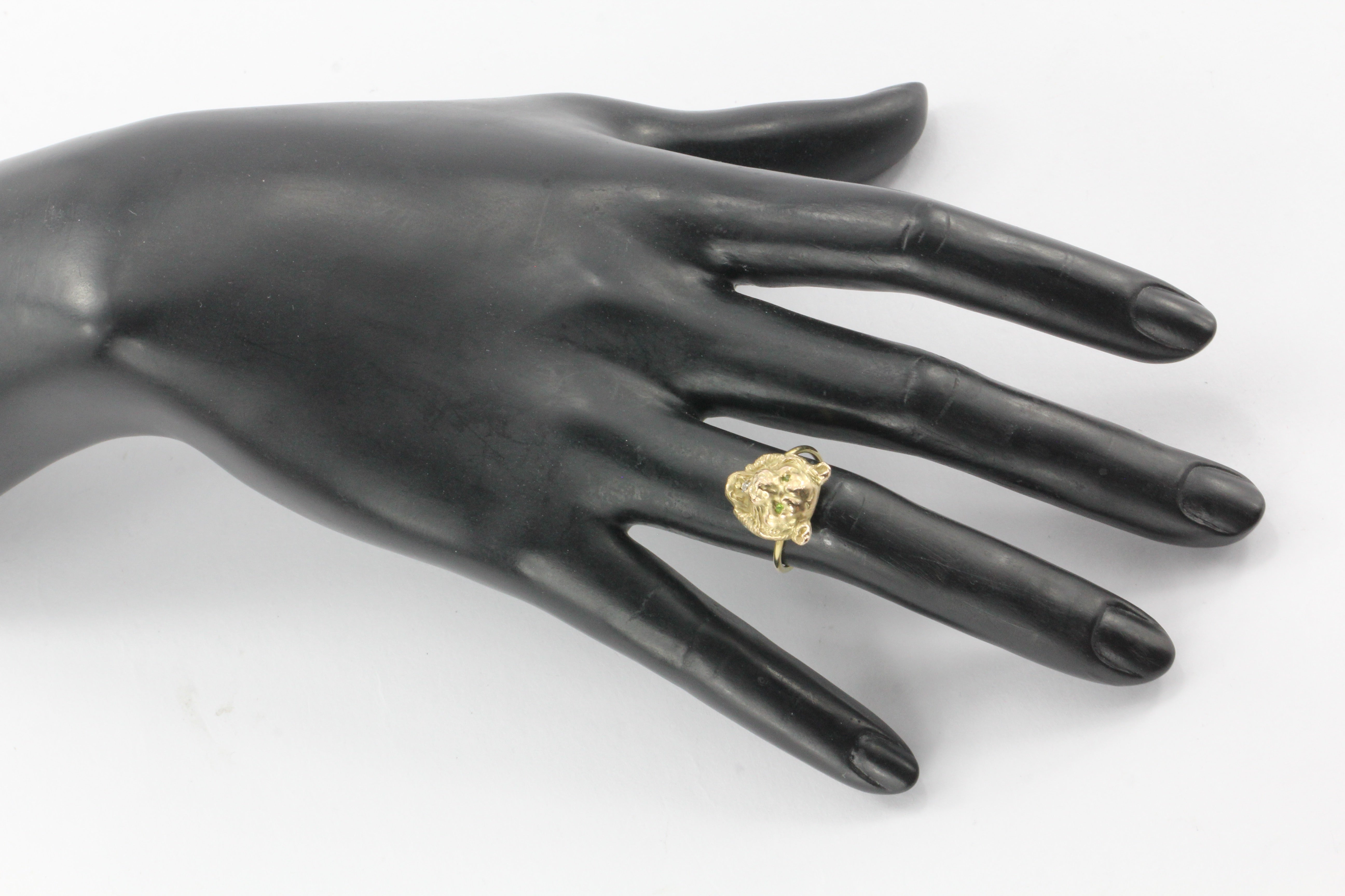 Victorian 14k/10K Diamond Lion Ring c.1890's - Queen May