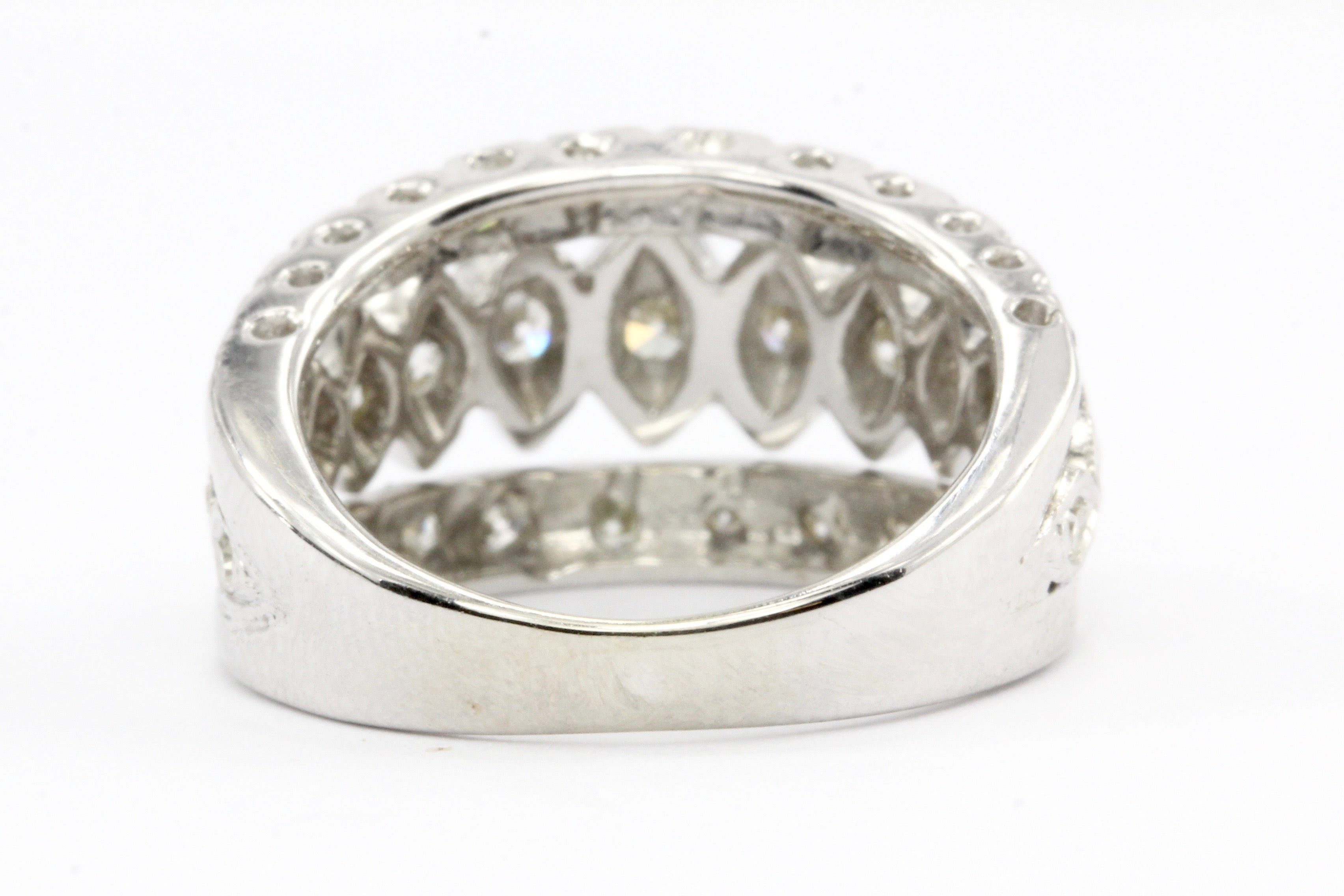 Art Deco 14K White Gold Diamond Band Ring Size 4.5 c.1930's - Queen May