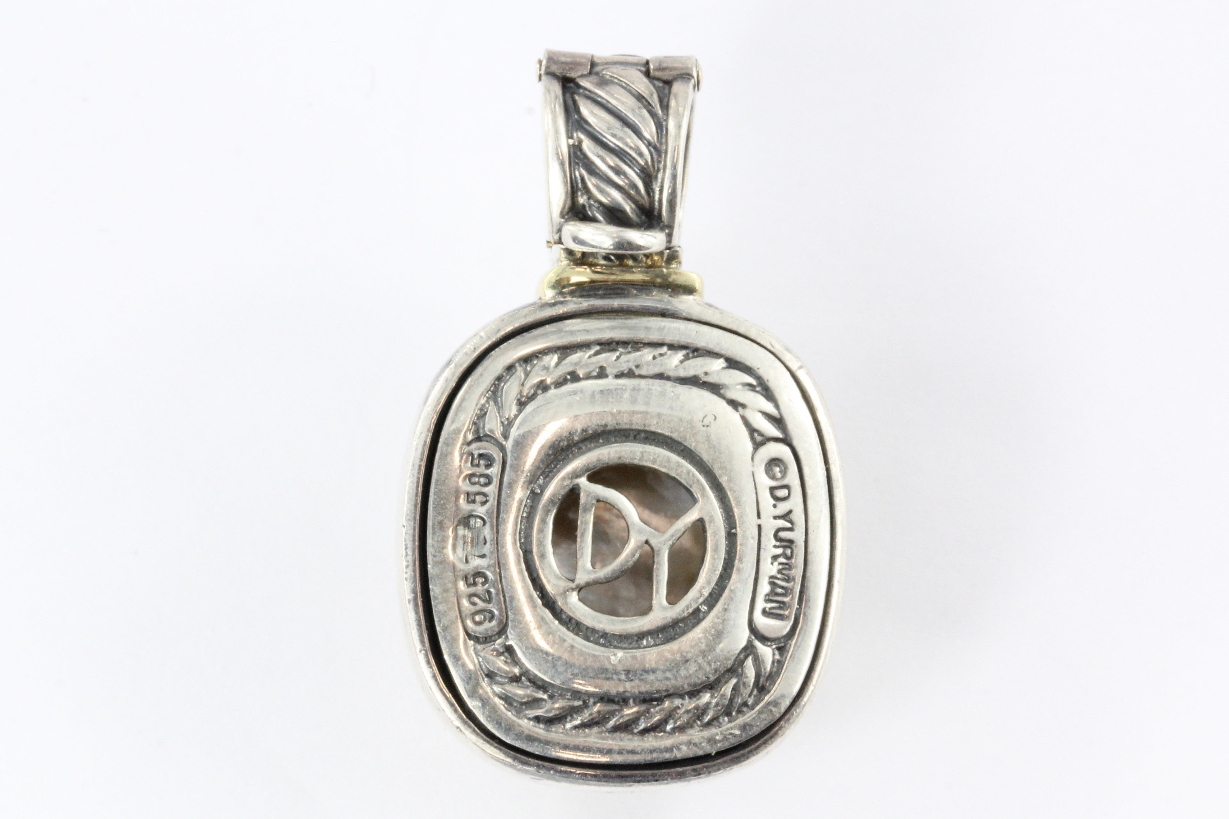David Yurman Sterling Silver 14K Gold Mabe Pearl Albion Pendant Enhancer - Queen May