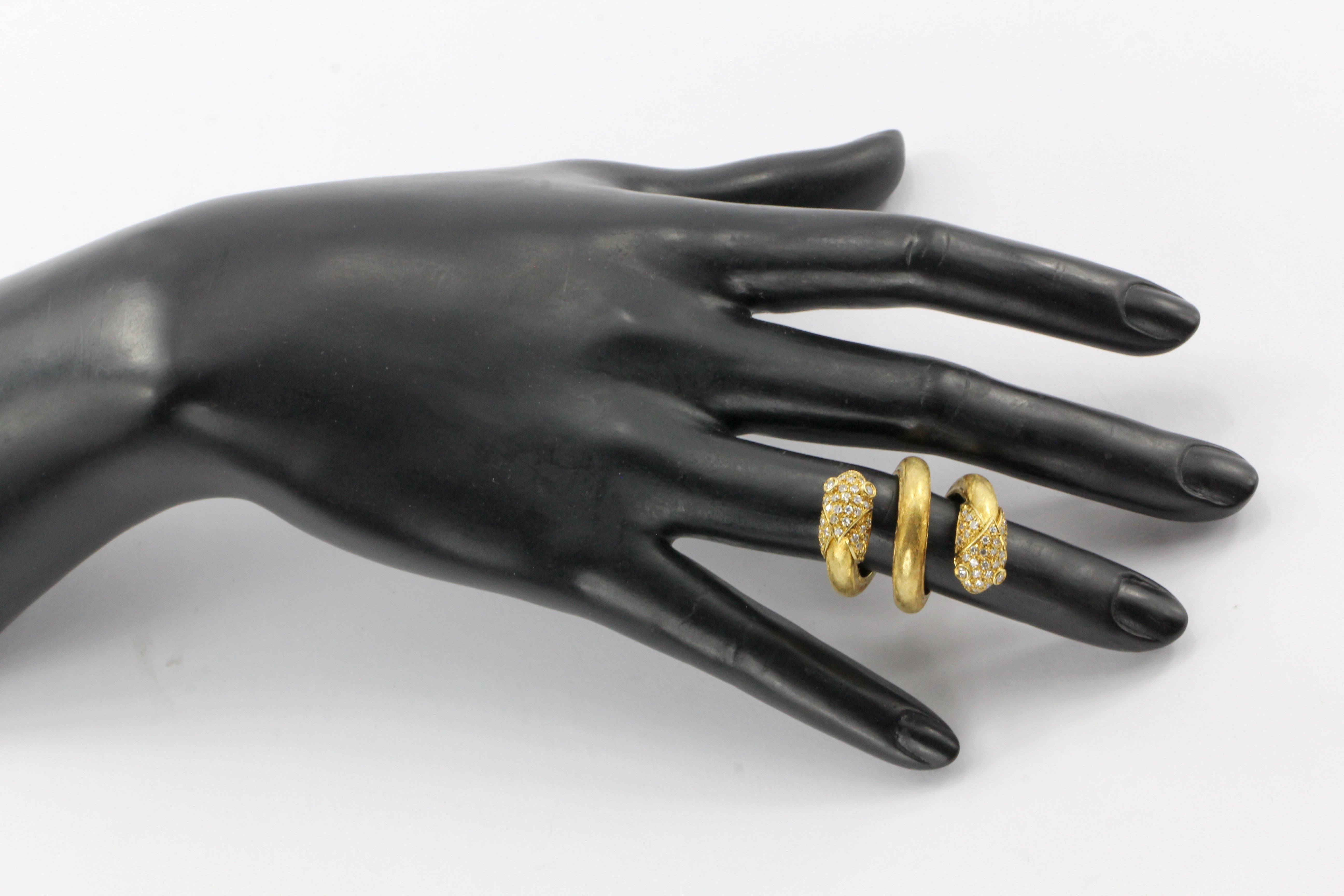 Retro 18K Gold & Diamond Double Headed Snake Ring c.1970's - Queen May