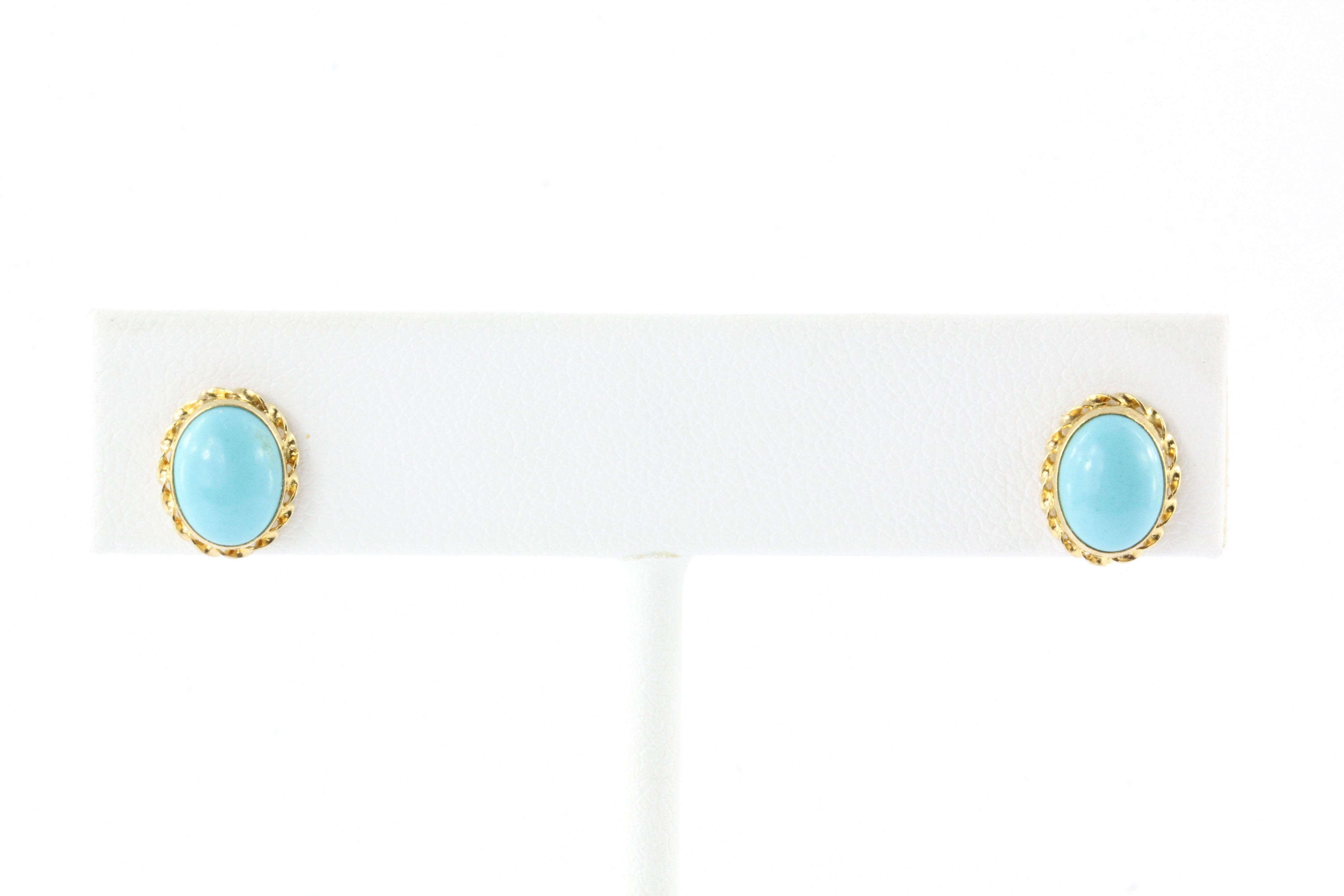 Vintage 14K Gold Persian Turquoise Earring Studs - Queen May