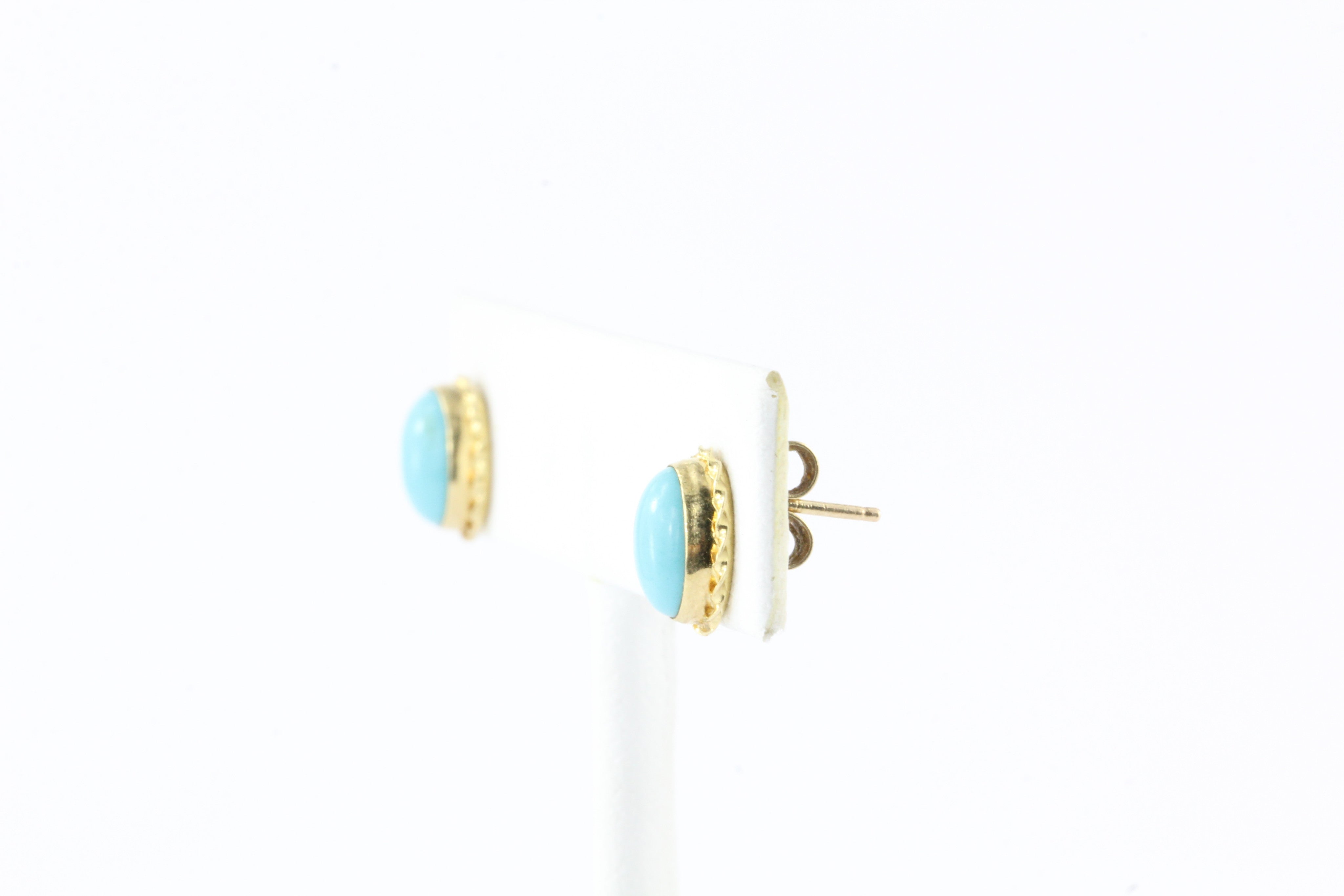 Vintage 14K Gold Persian Turquoise Earring Studs - Queen May