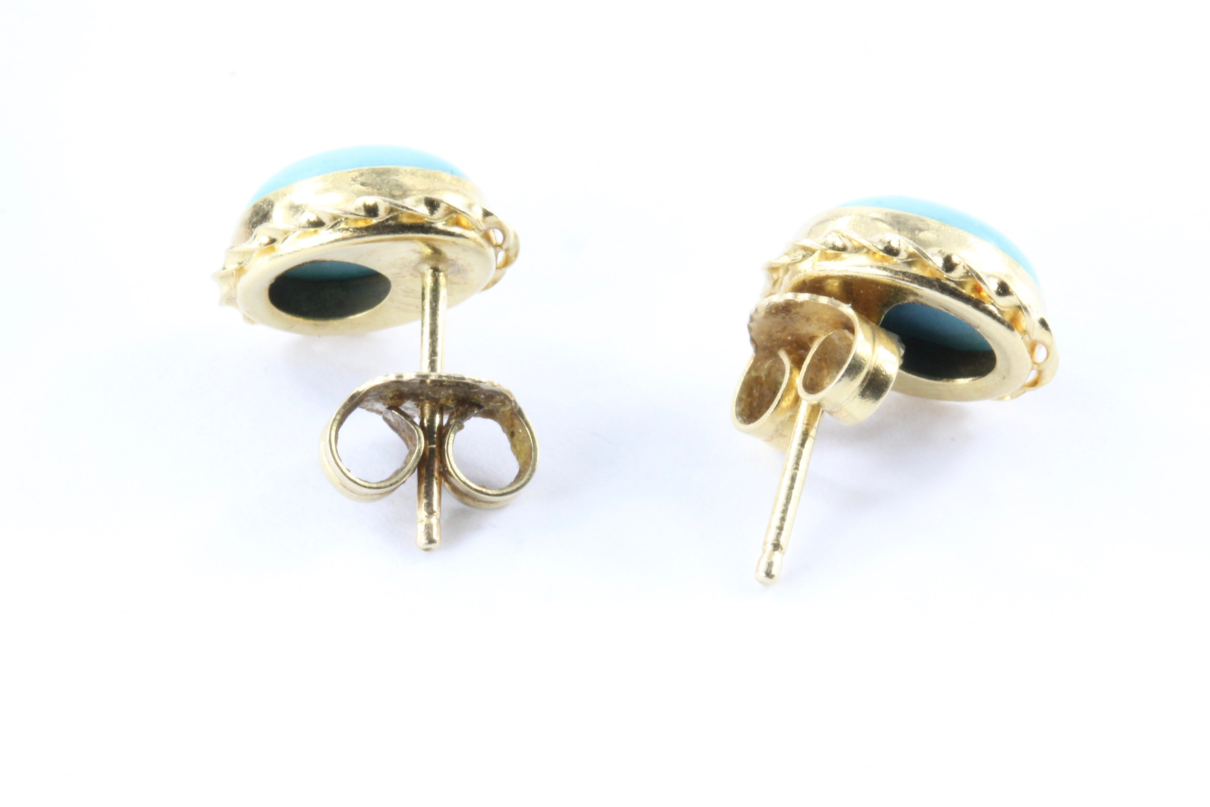 Vintage 14K Gold Persian Turquoise Earring Studs - Queen May