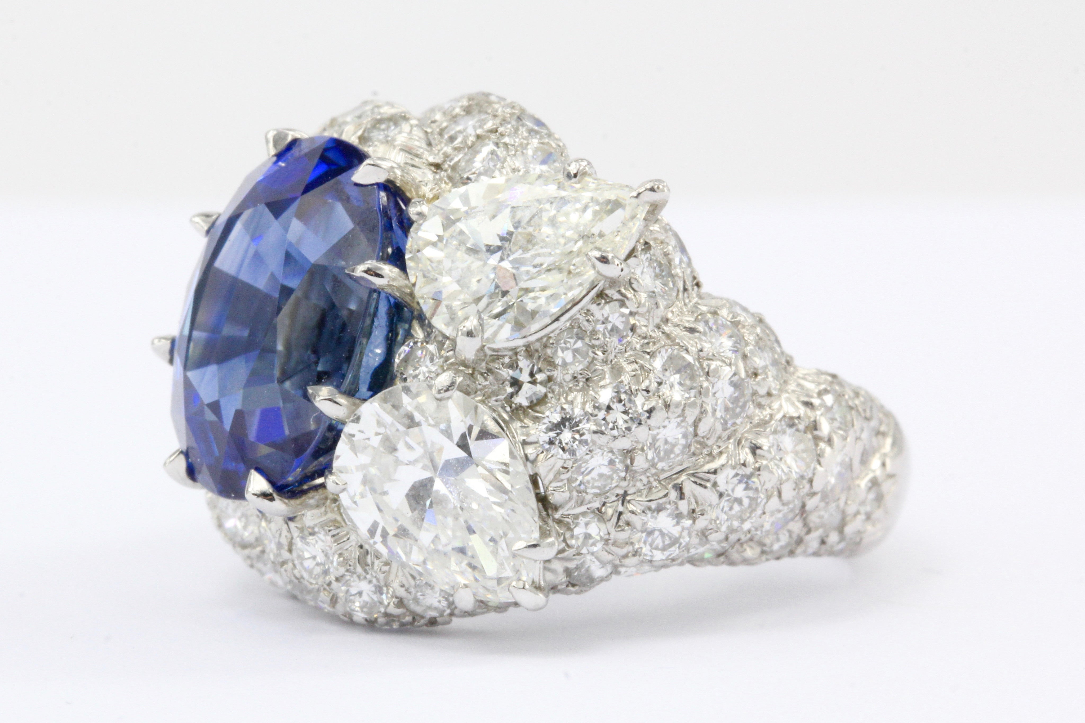 David Webb 7.93ct Sapphire & 4.25 Carat Diamond Platinum Ring - Queen May