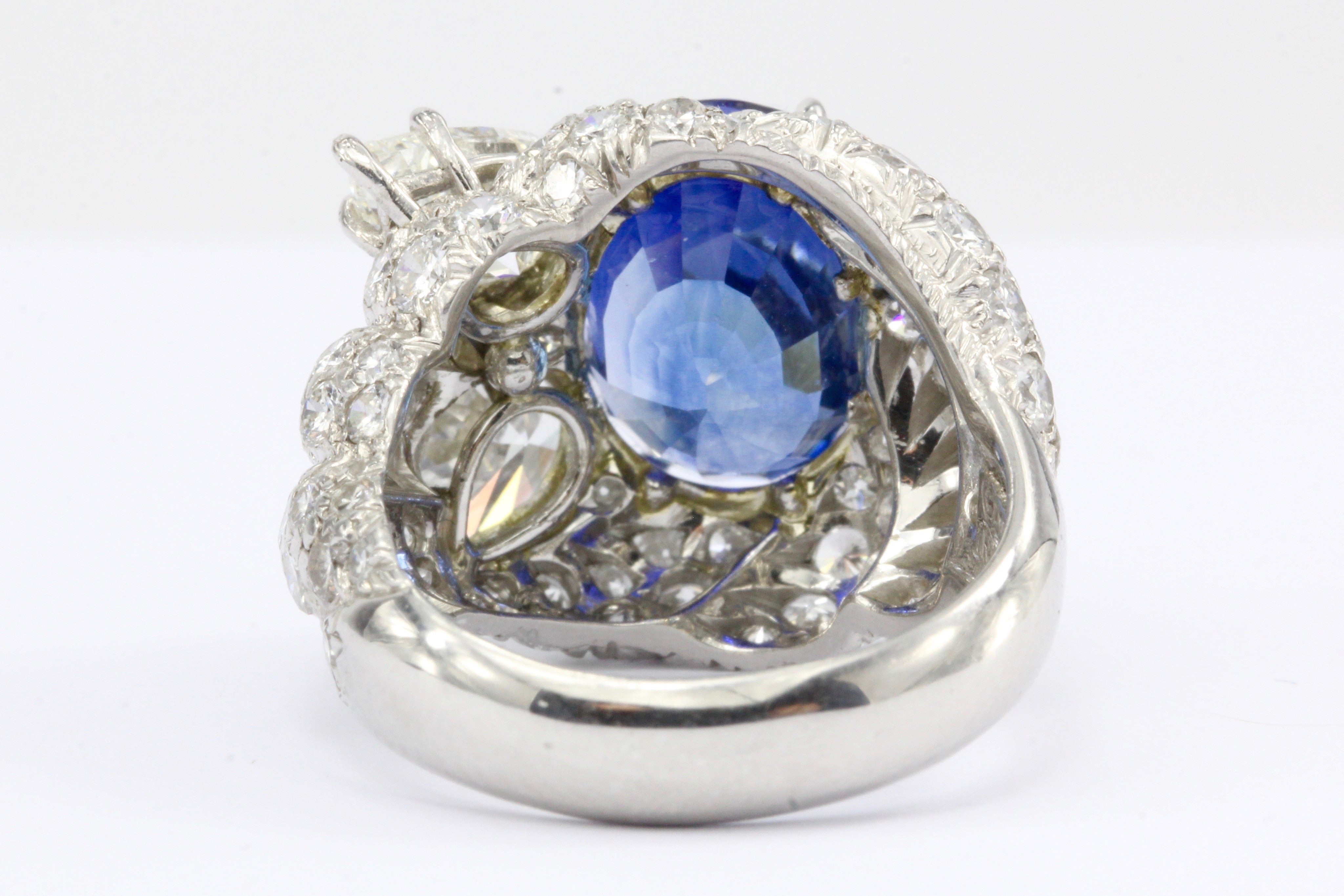 David Webb 7.93ct Sapphire & 4.25 Carat Diamond Platinum Ring - Queen May