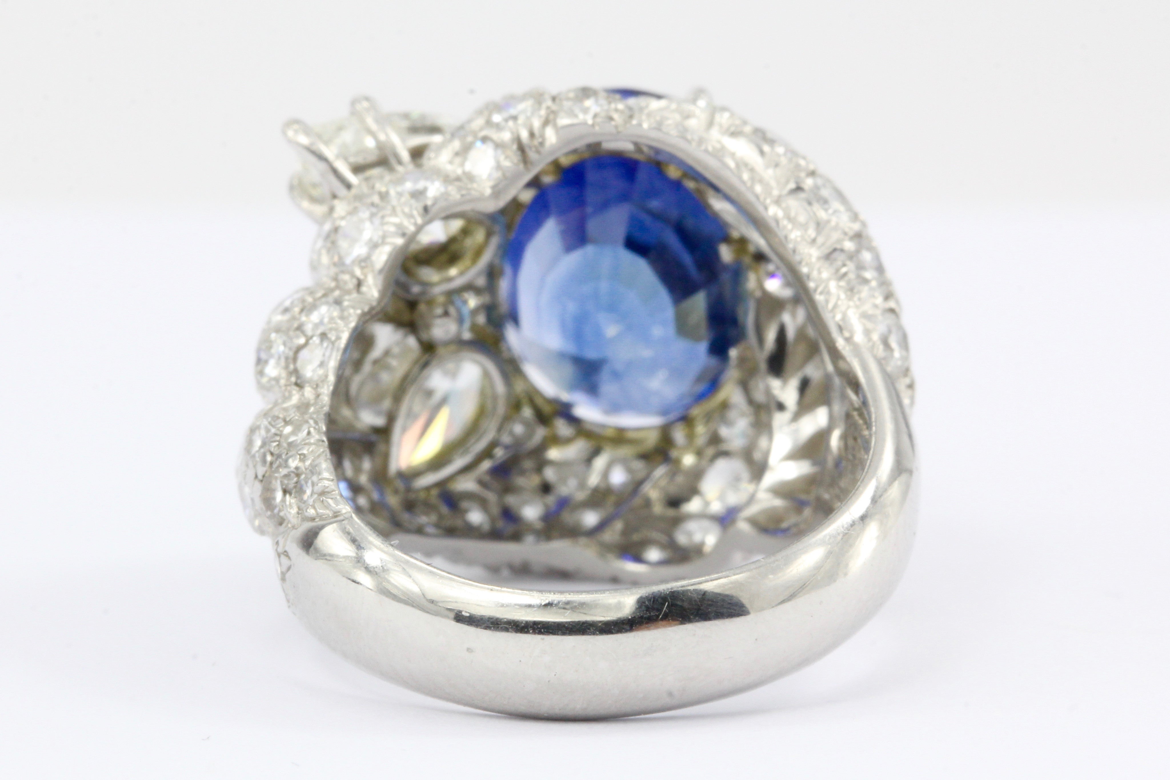 David Webb 7.93ct Sapphire & 4.25 Carat Diamond Platinum Ring - Queen May