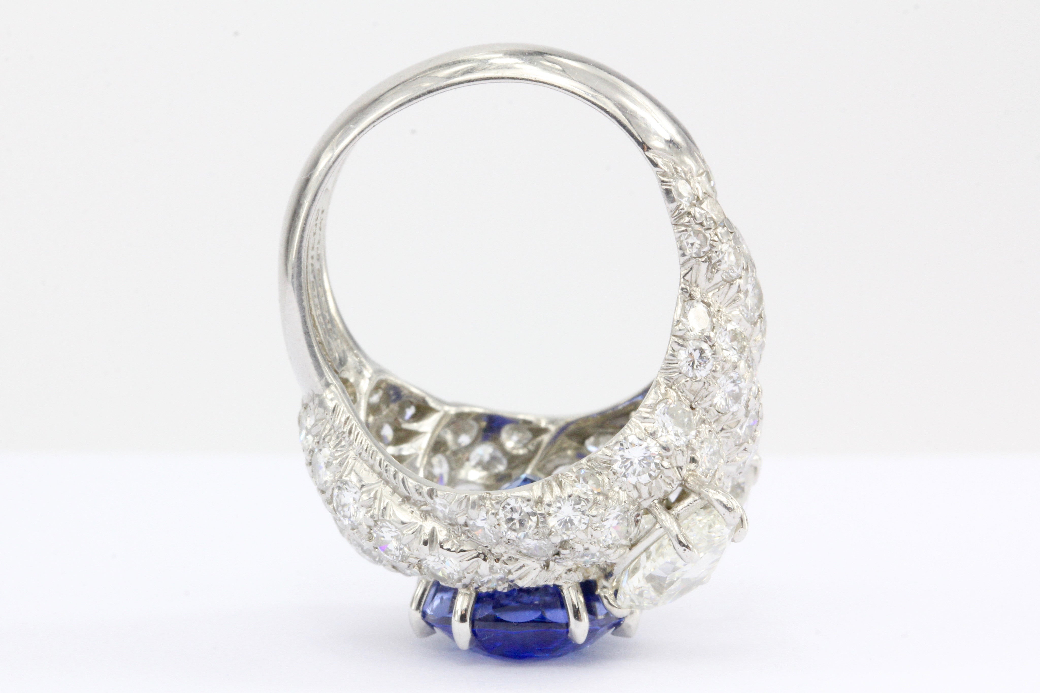 David Webb 7.93ct Sapphire & 4.25 Carat Diamond Platinum Ring - Queen May