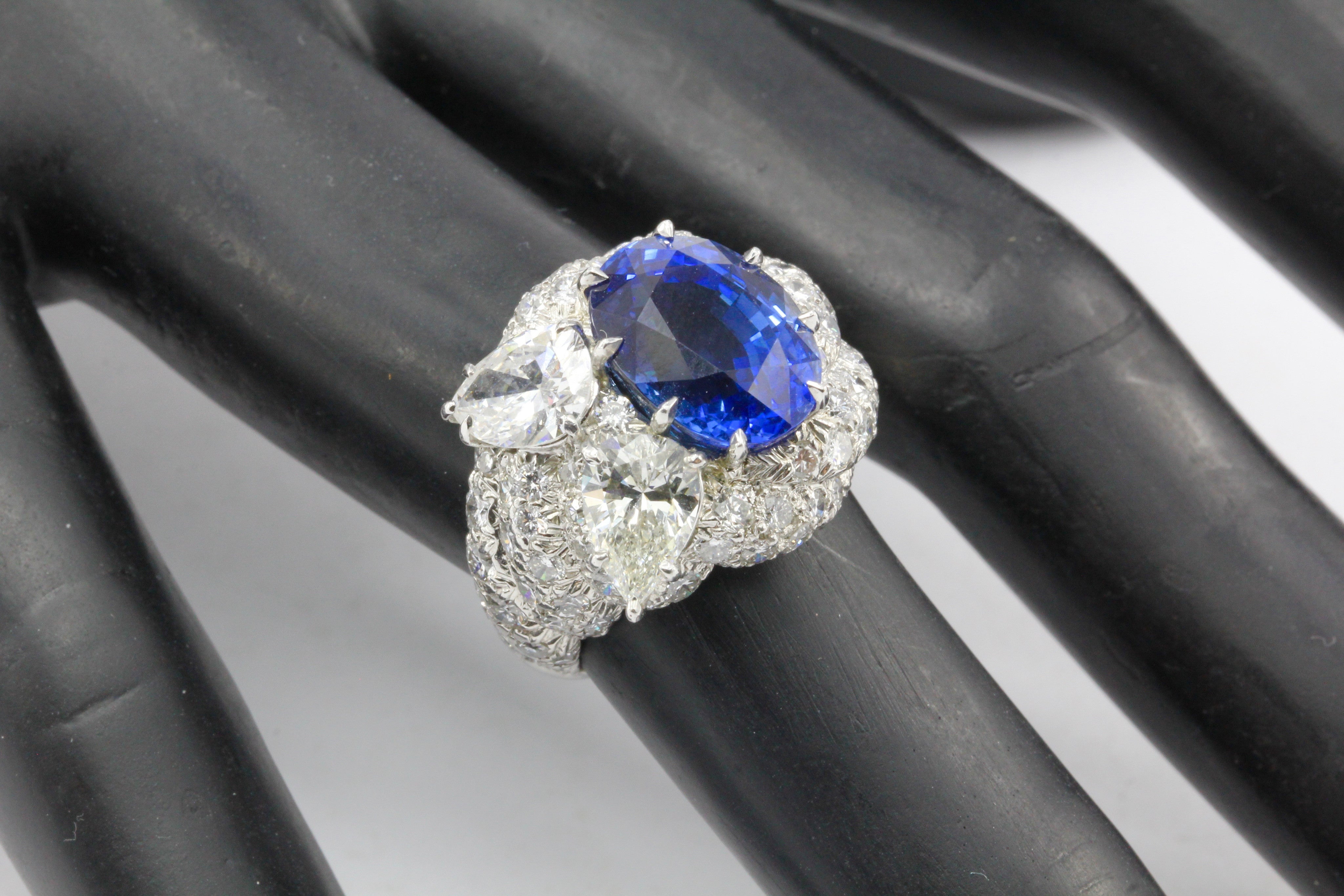 David Webb 7.93ct Sapphire & 4.25 Carat Diamond Platinum Ring - Queen May