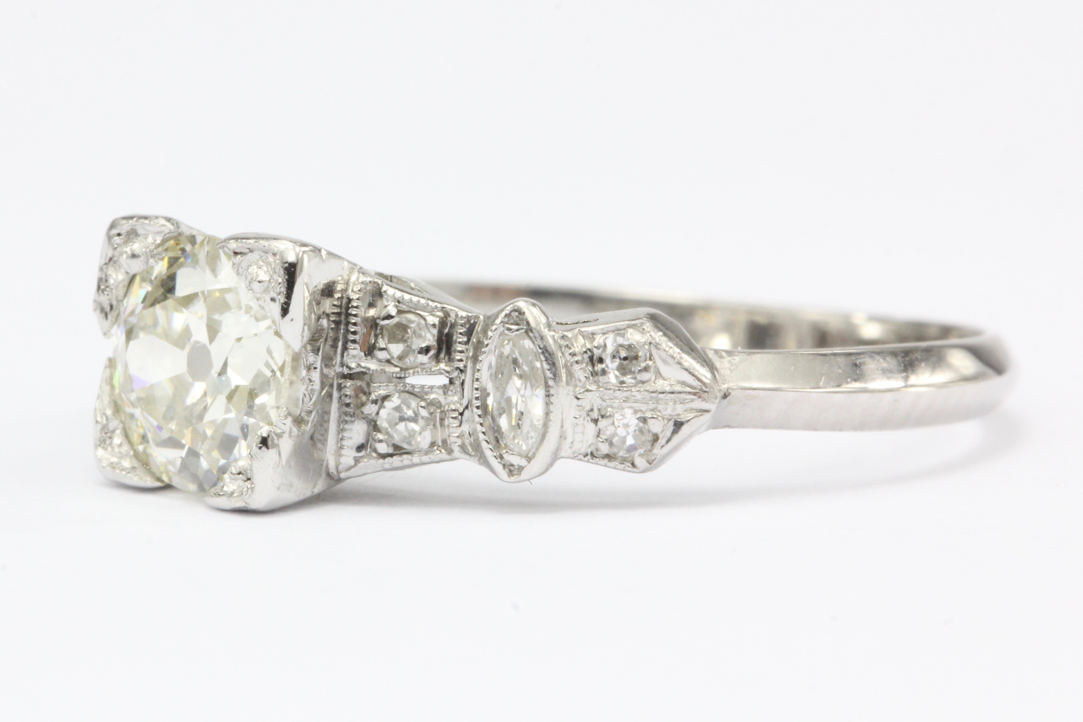Art Deco Platinum Old European Cut Diamond Engagement Ring c.1920 - Queen May