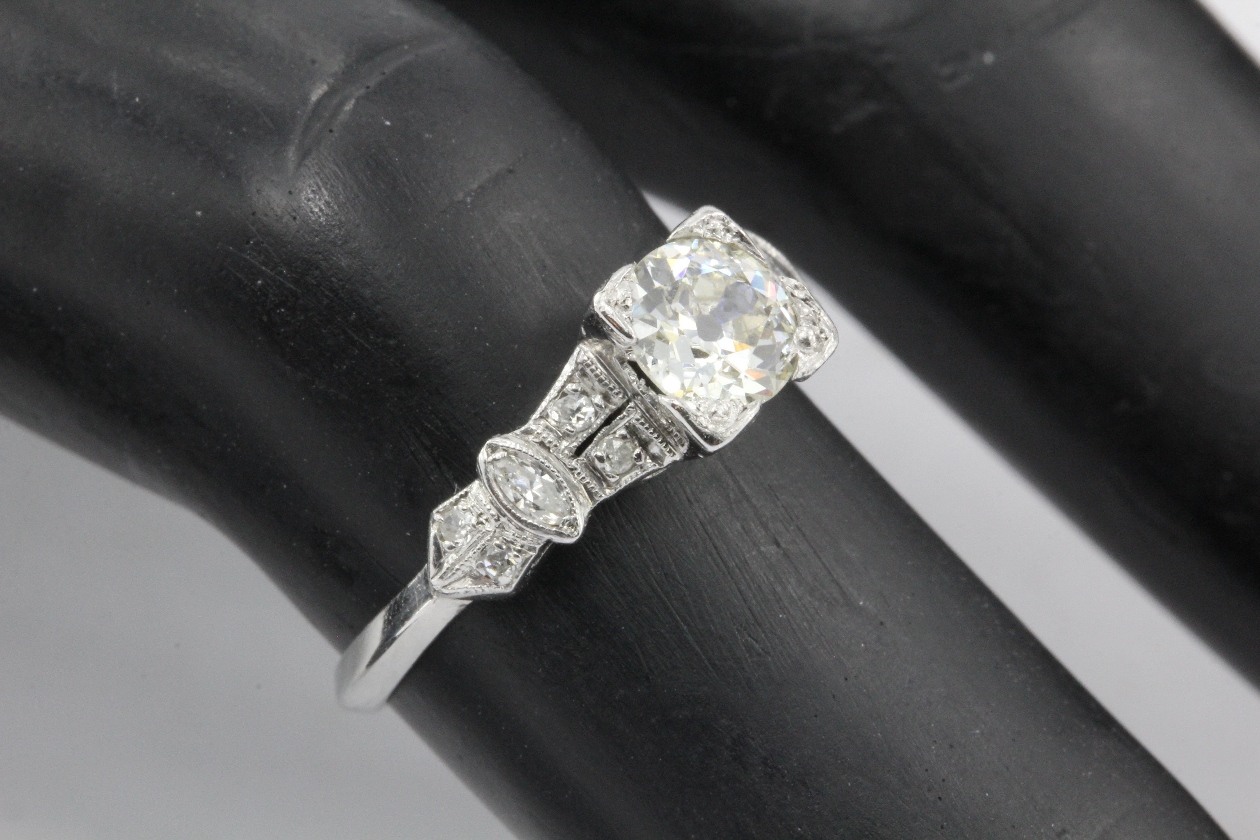 Art Deco Platinum Old European Cut Diamond Engagement Ring c.1920 - Queen May